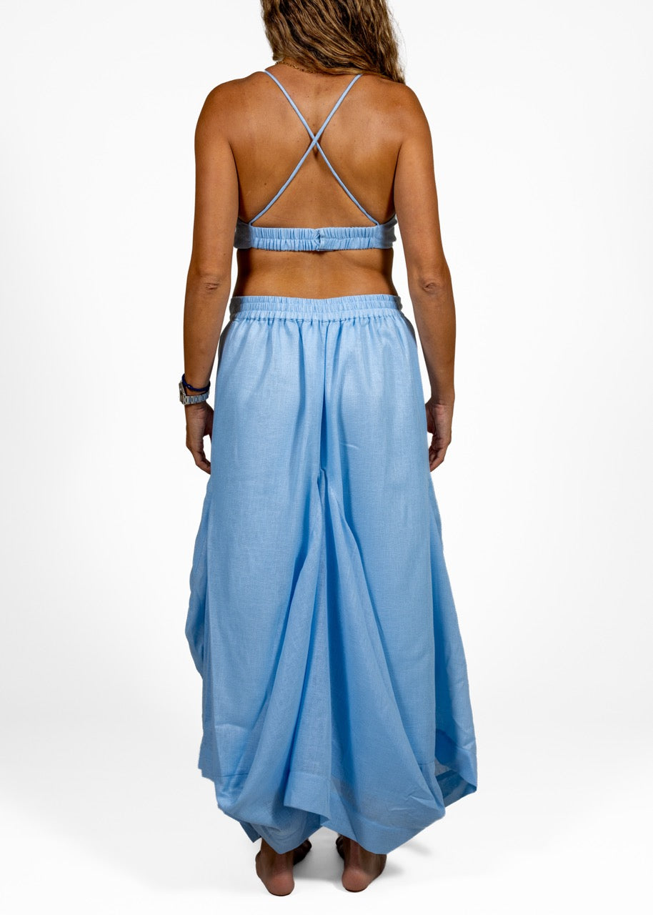 Blue Breeze Linen Bubble Skirt