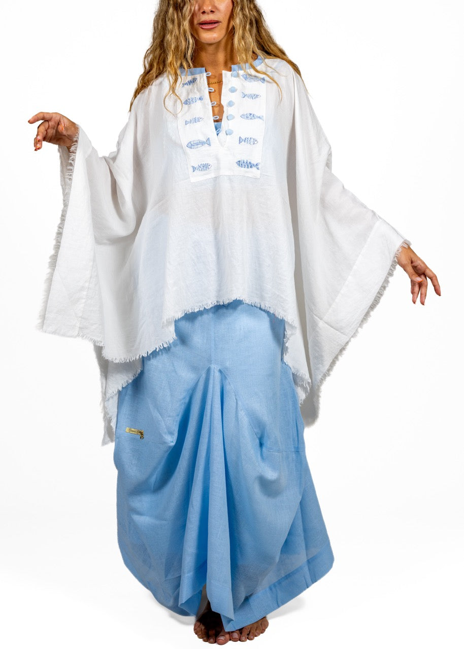 Sky Stitch Linen Top