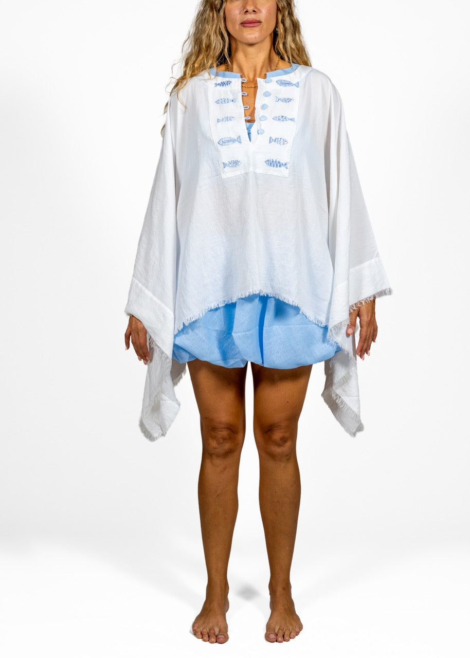 Sky Stitch Linen Top
