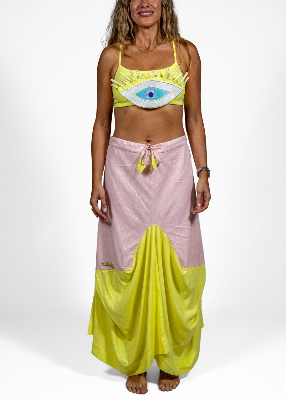 Lemon Drop Linen Bubble Skirt