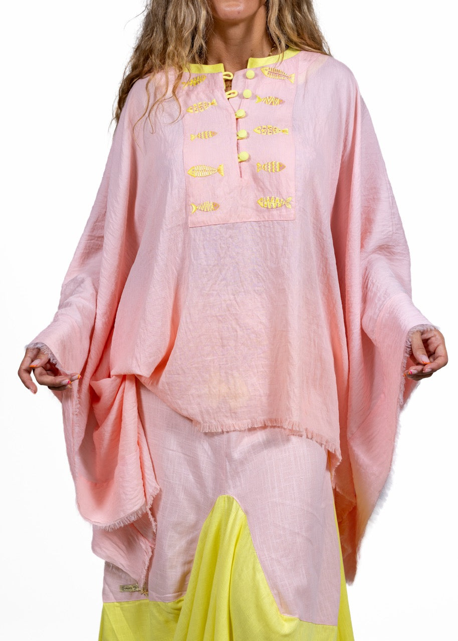 Blush Script Linen Top