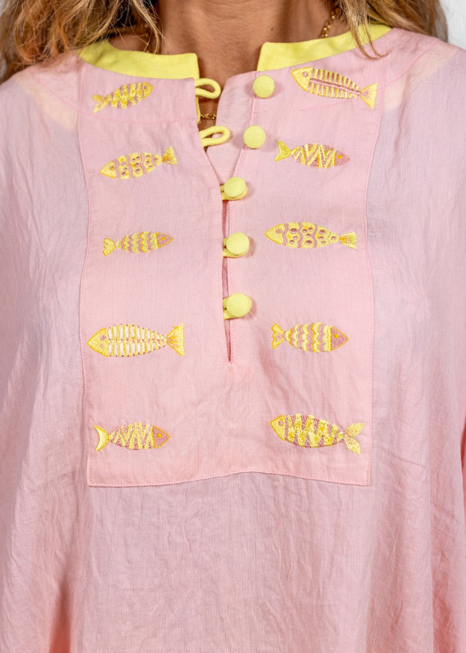 Blush Script Linen Top