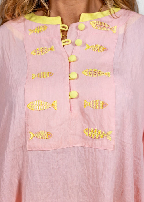 Blush Script Linen Top