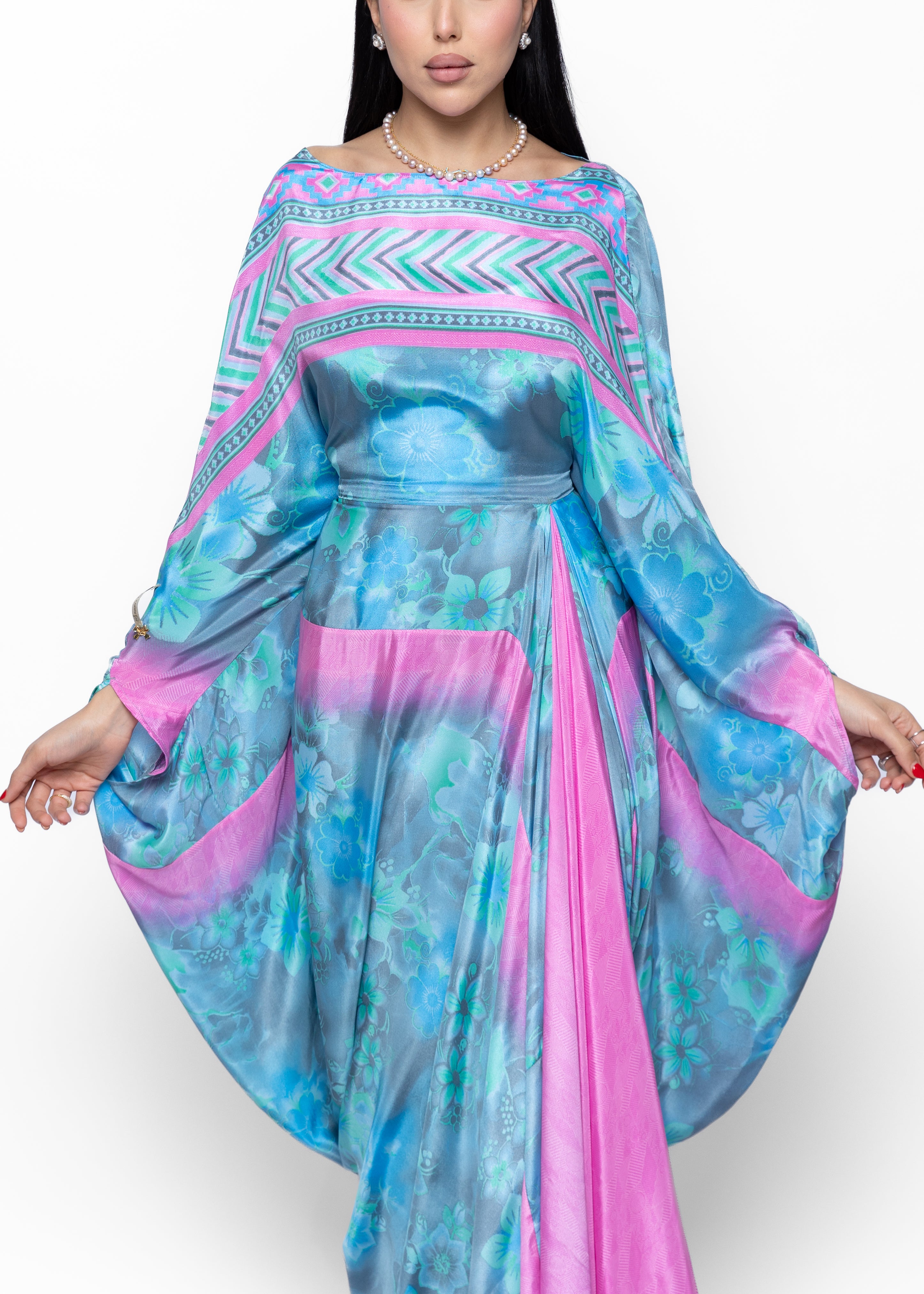 Layan Azure Bloom Couture Kaftan