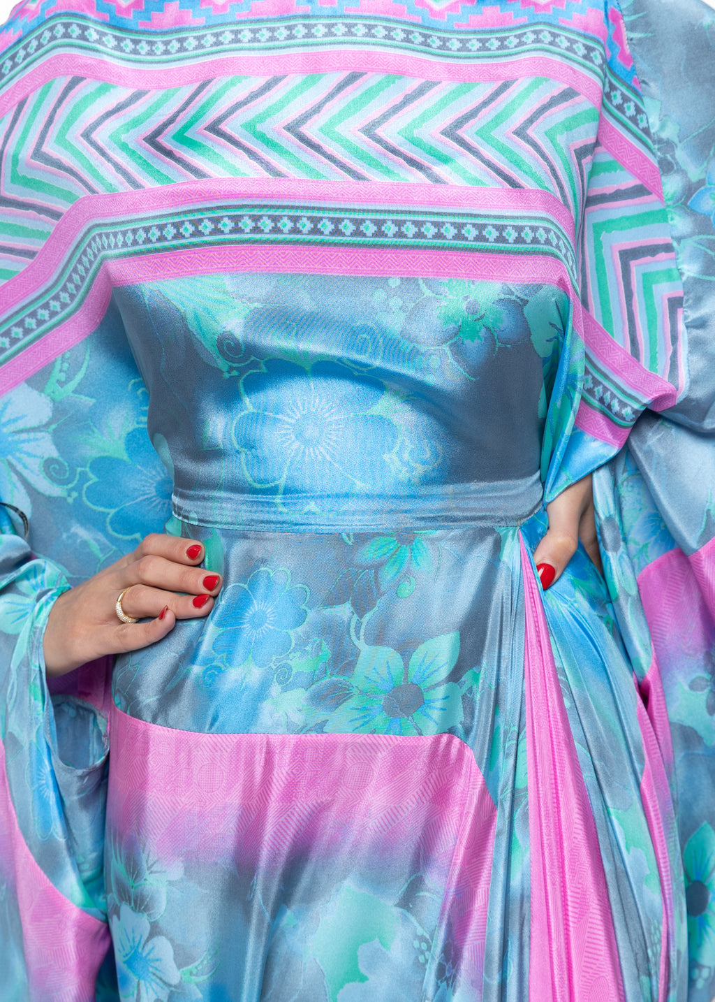 Layan Azure Bloom Couture Kaftan