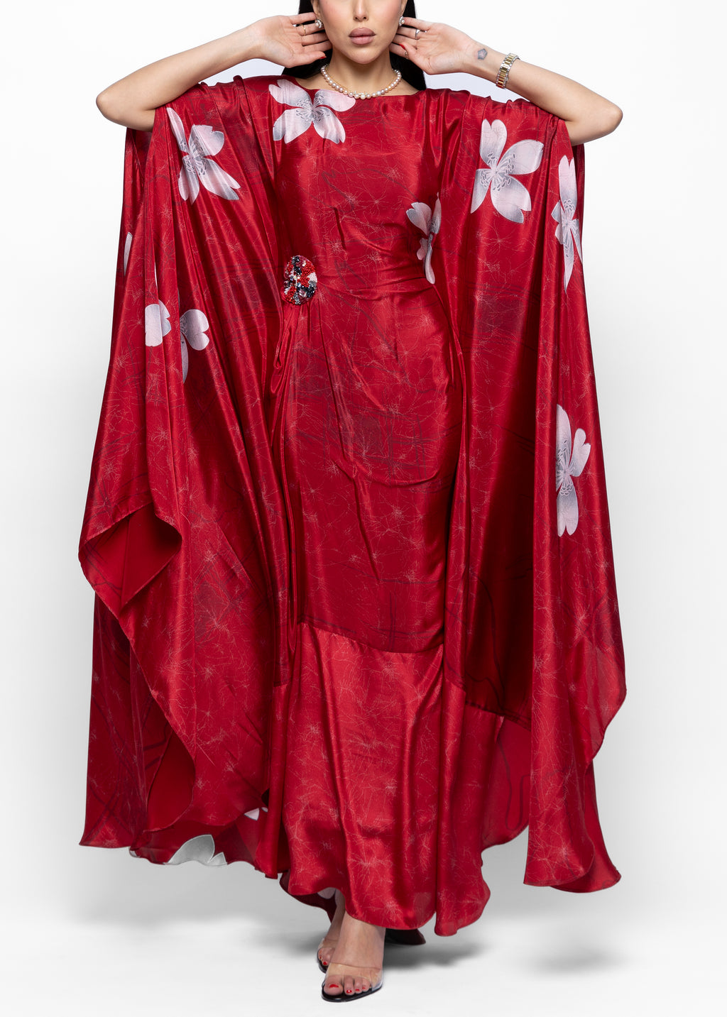 Lama Rouge Silk Couture Kaftan