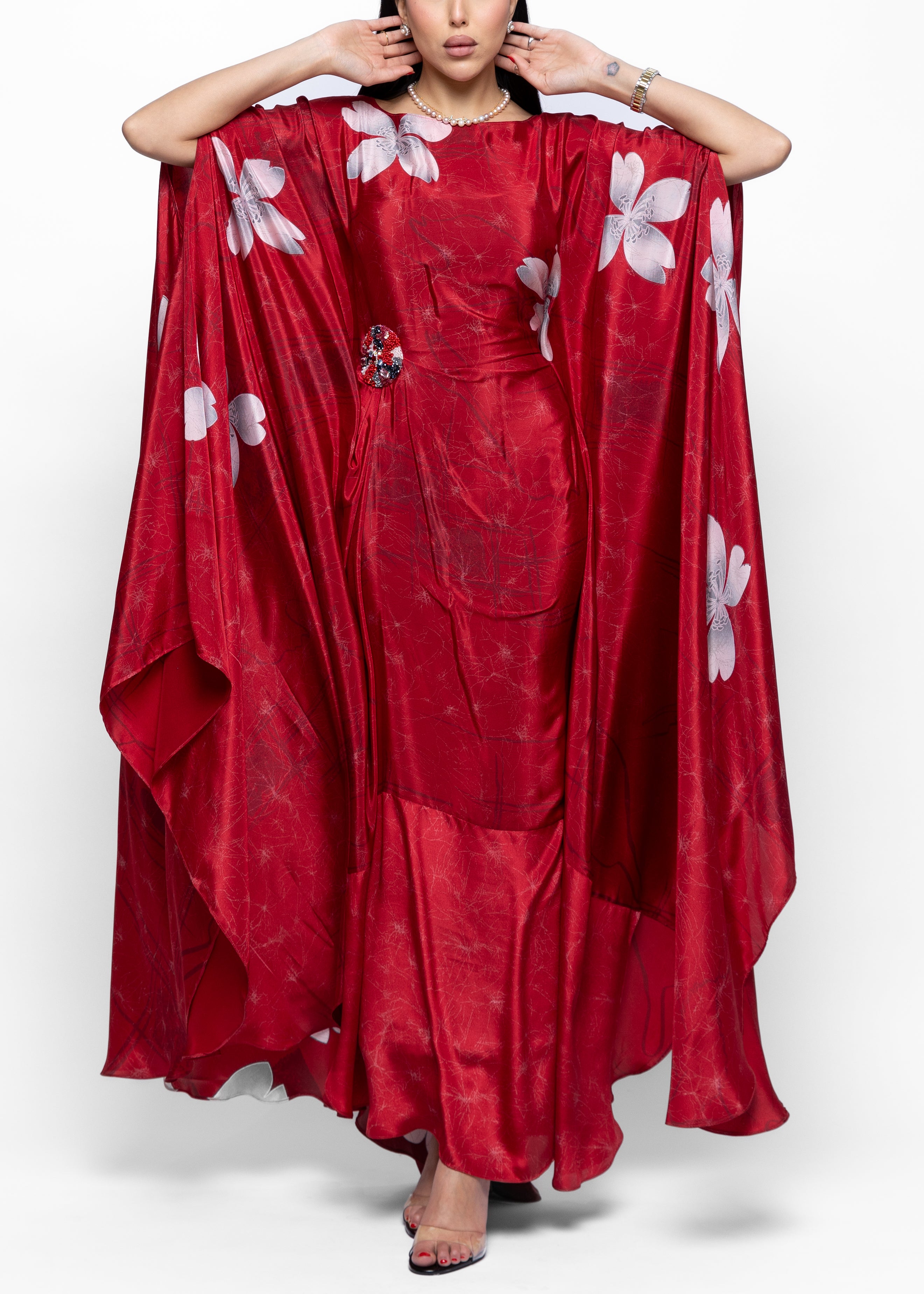 Lama Rouge Silk Couture Kaftan