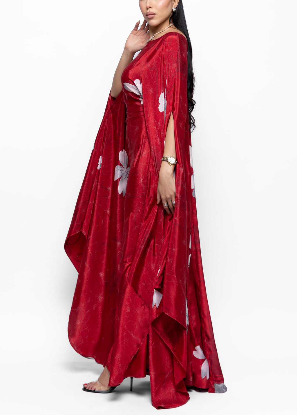 Lama Rouge Silk Couture Kaftan