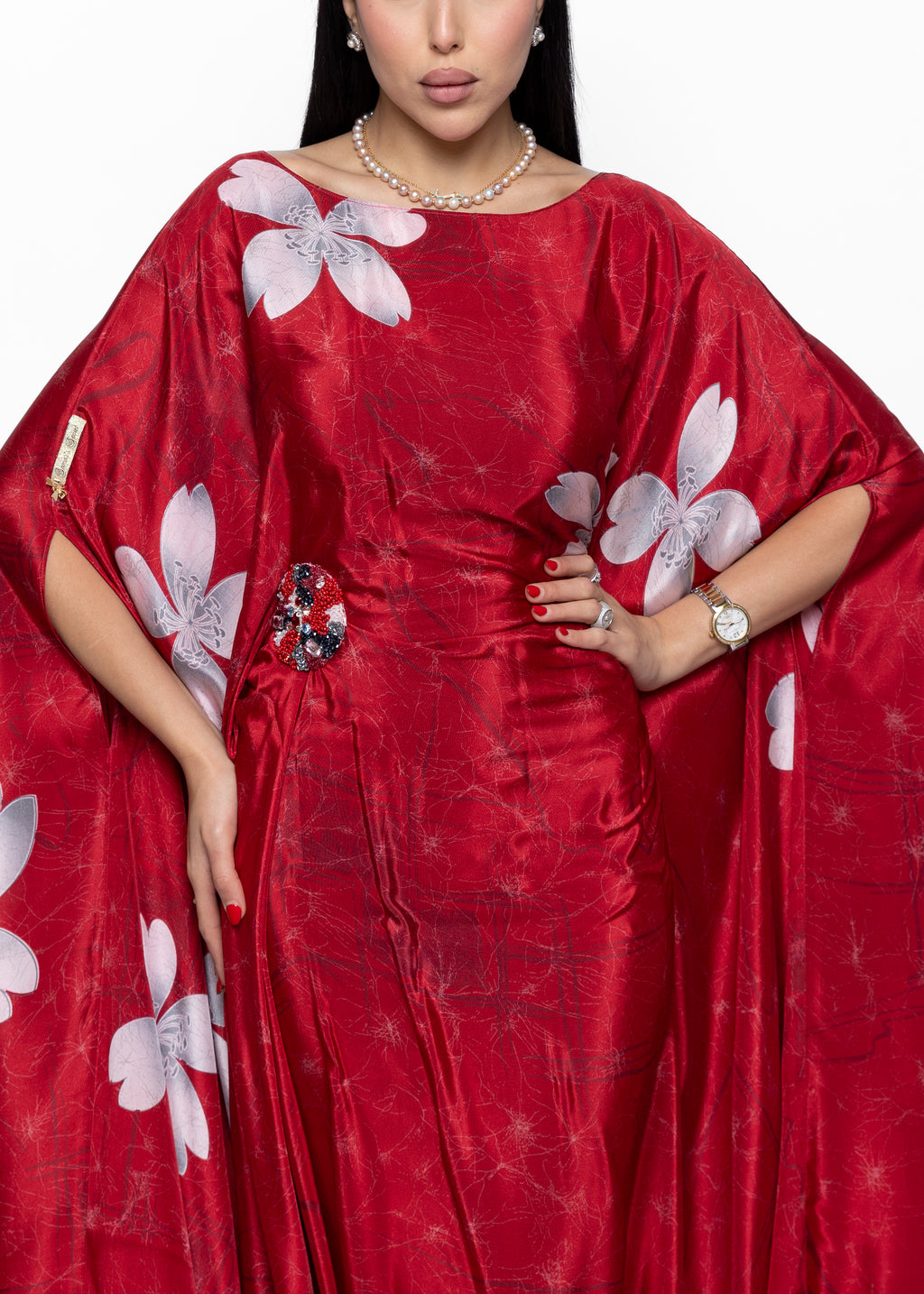 Lama Rouge Silk Couture Kaftan