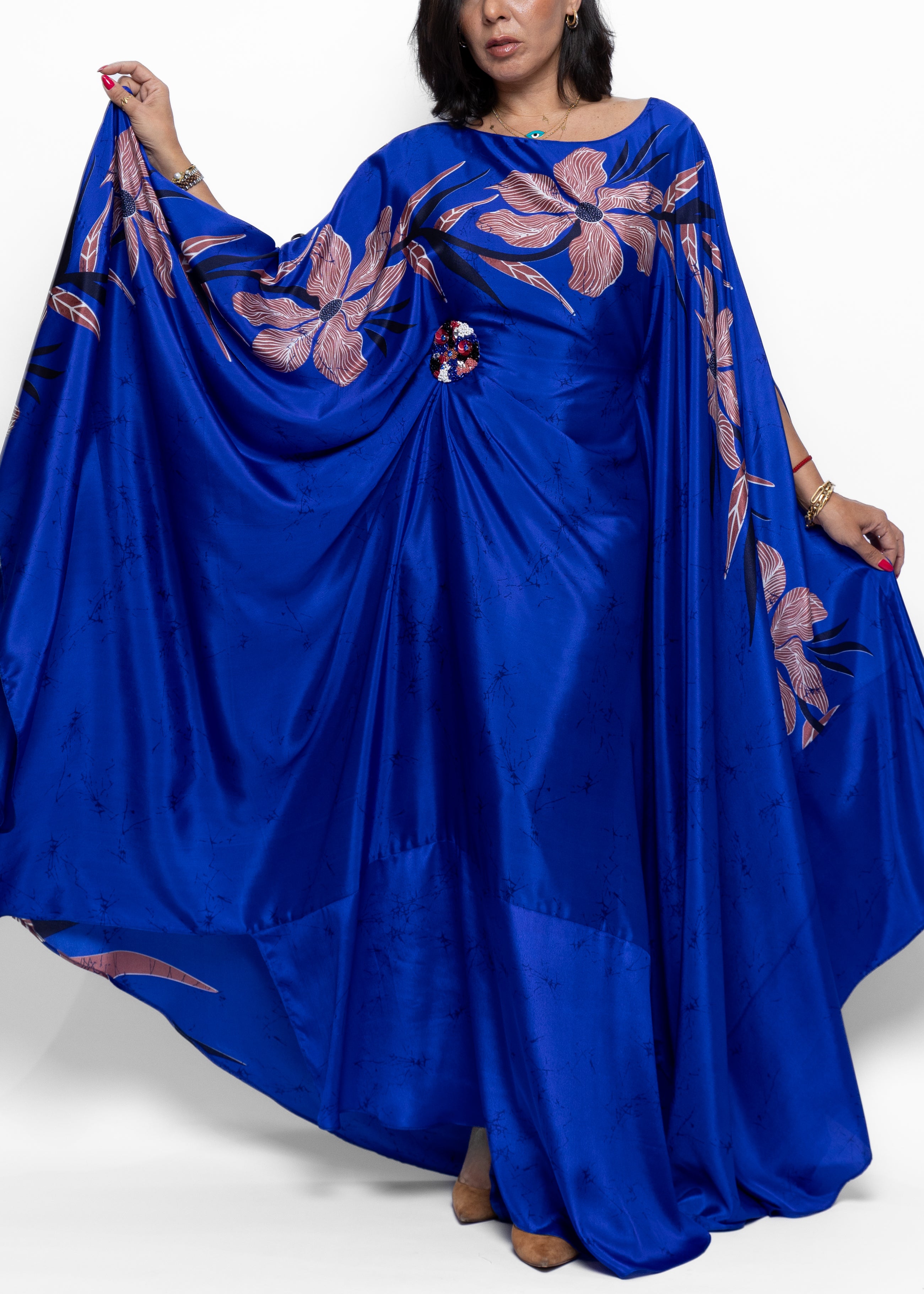 Nayla Royal Bloom Silk Kaftan