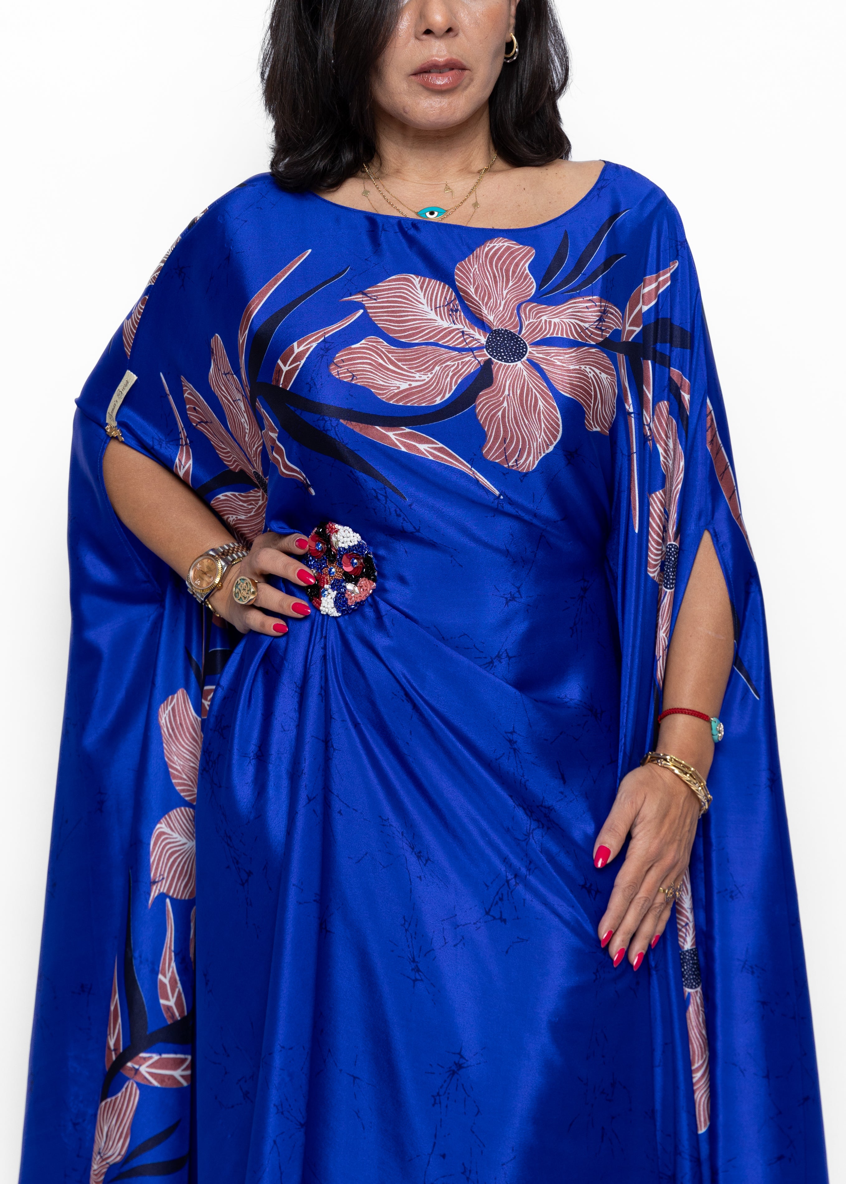 Nayla Royal Bloom Silk Kaftan