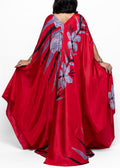 Mahra Crimson Iris Silk Couture Kaftan