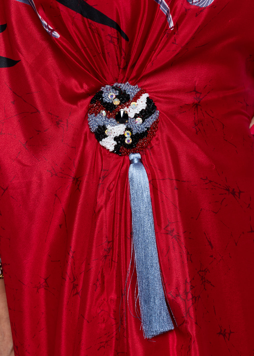 Mahra Crimson Iris Silk Couture Kaftan