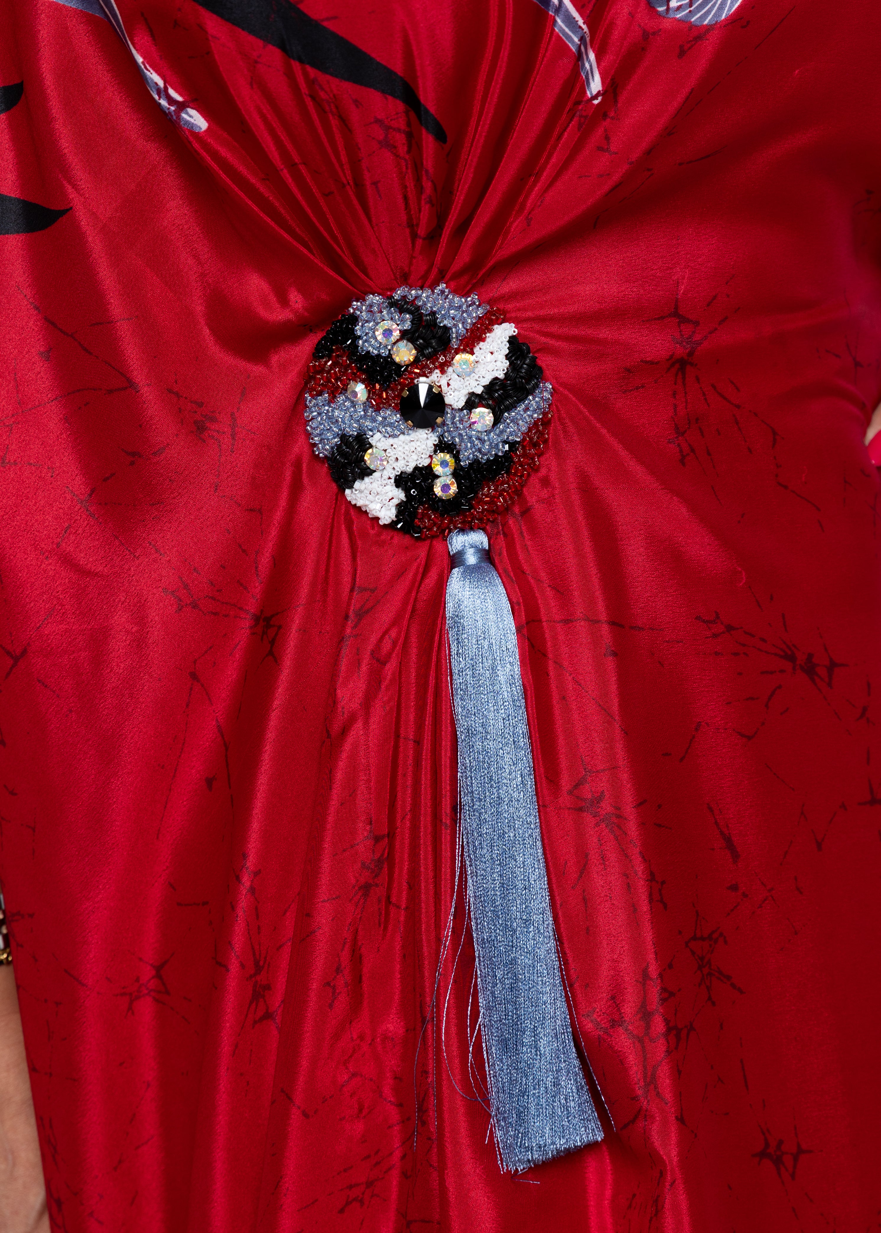 Mahra Crimson Iris Silk Couture Kaftan