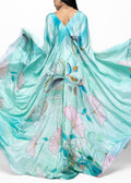 Maysam Aqua Silk Couture Kaftan