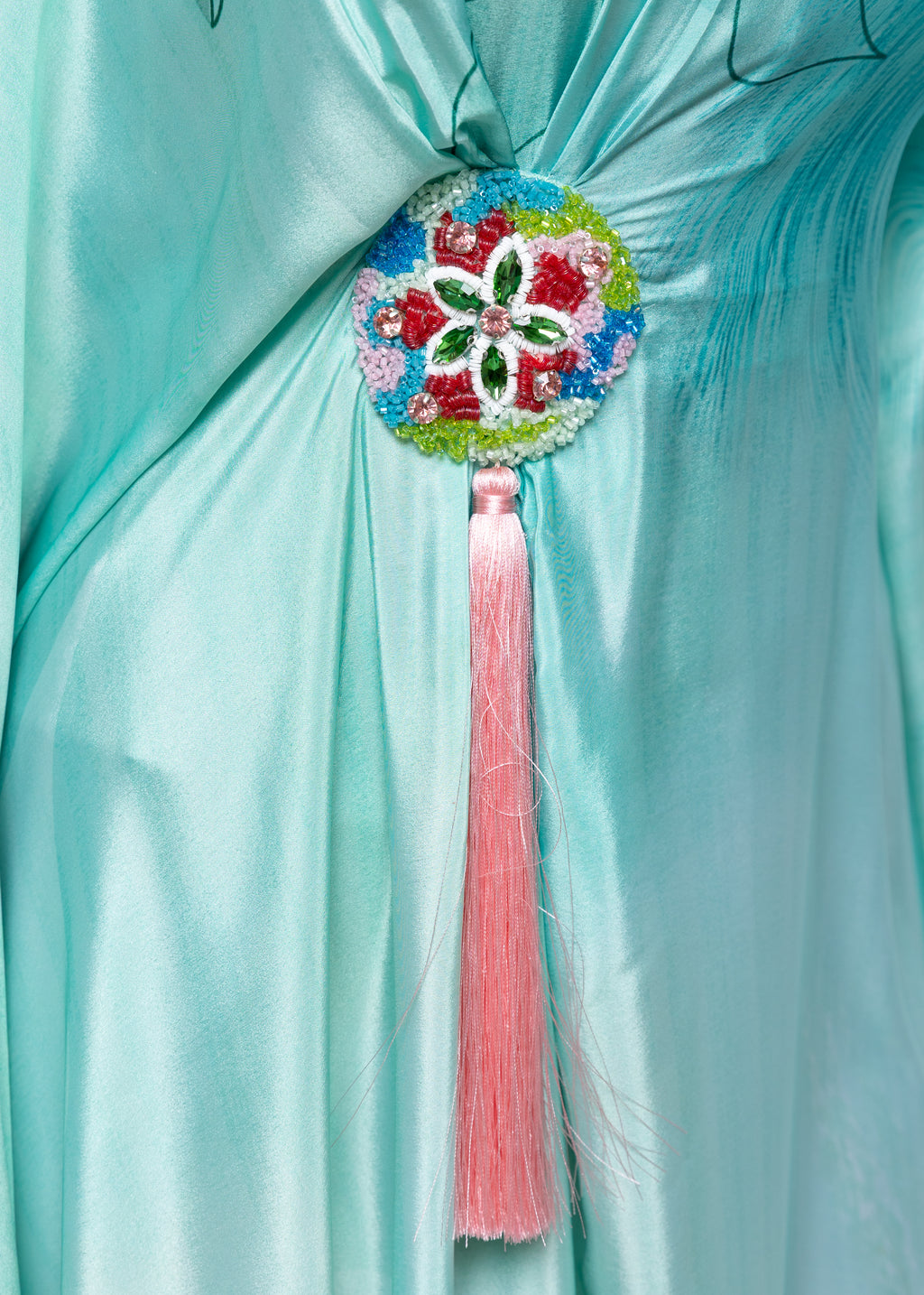 Maysam Aqua Silk Couture Kaftan