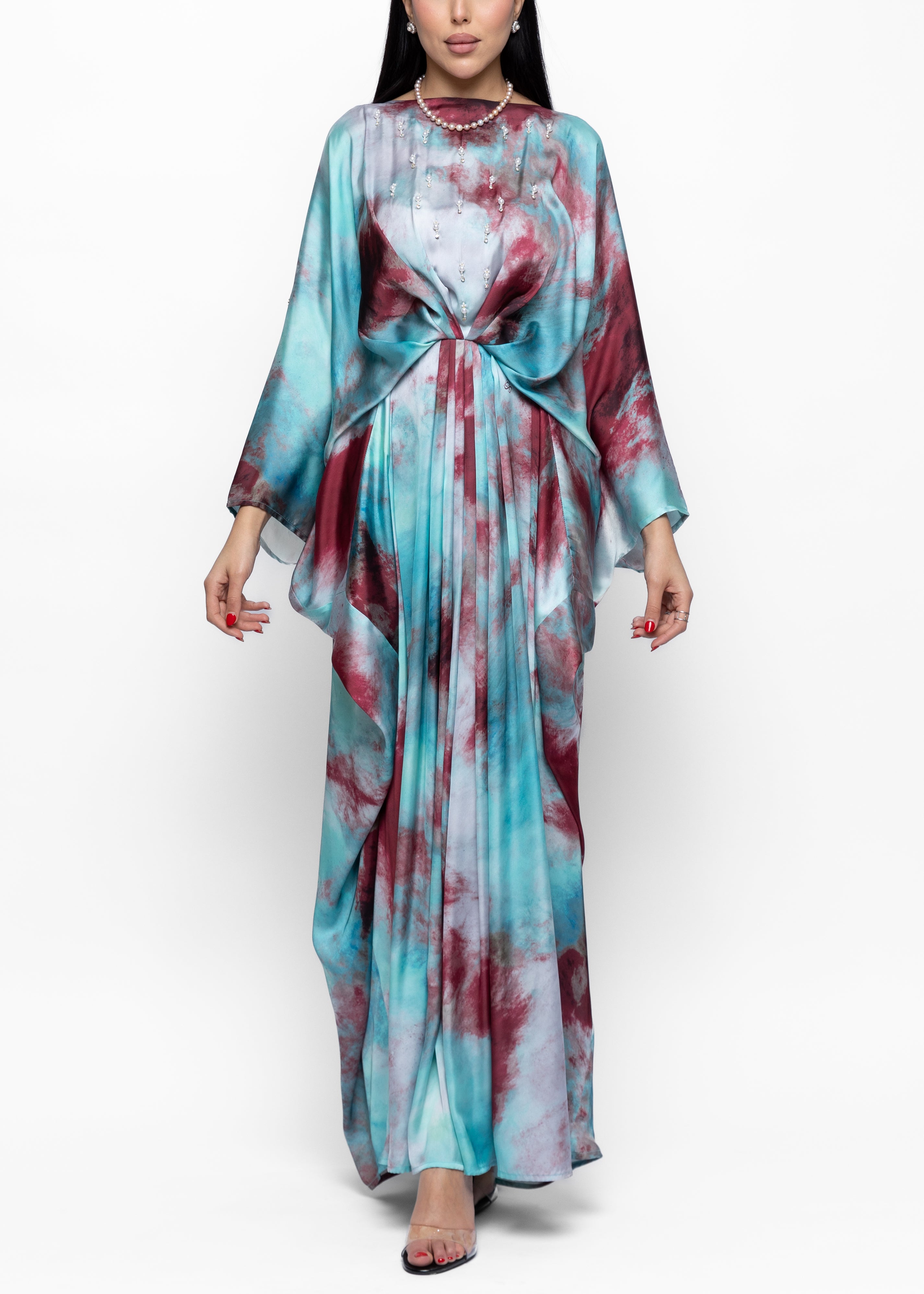 Safiya Mist Silk Couture Kaftan