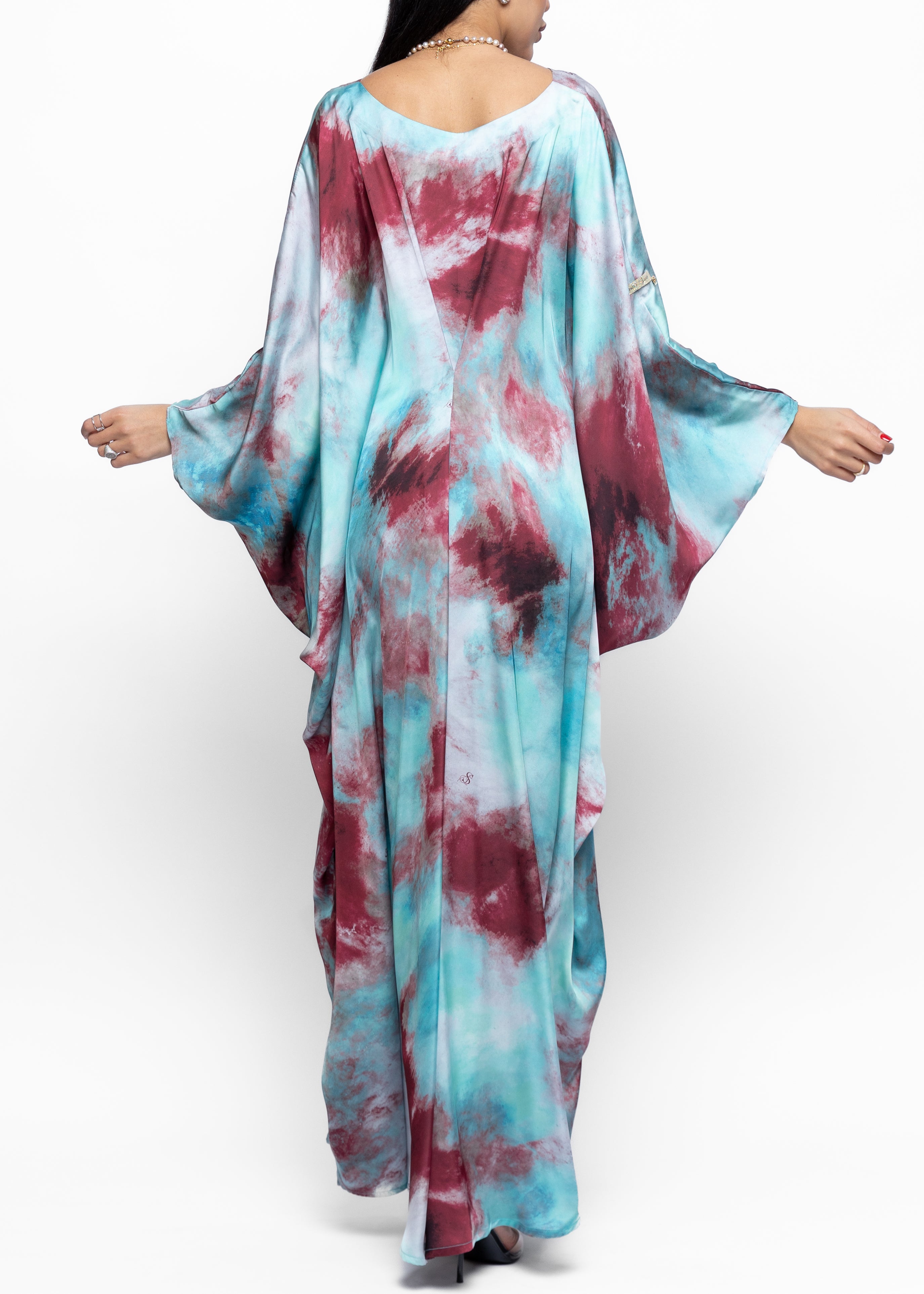 Safiya Mist Silk Couture Kaftan