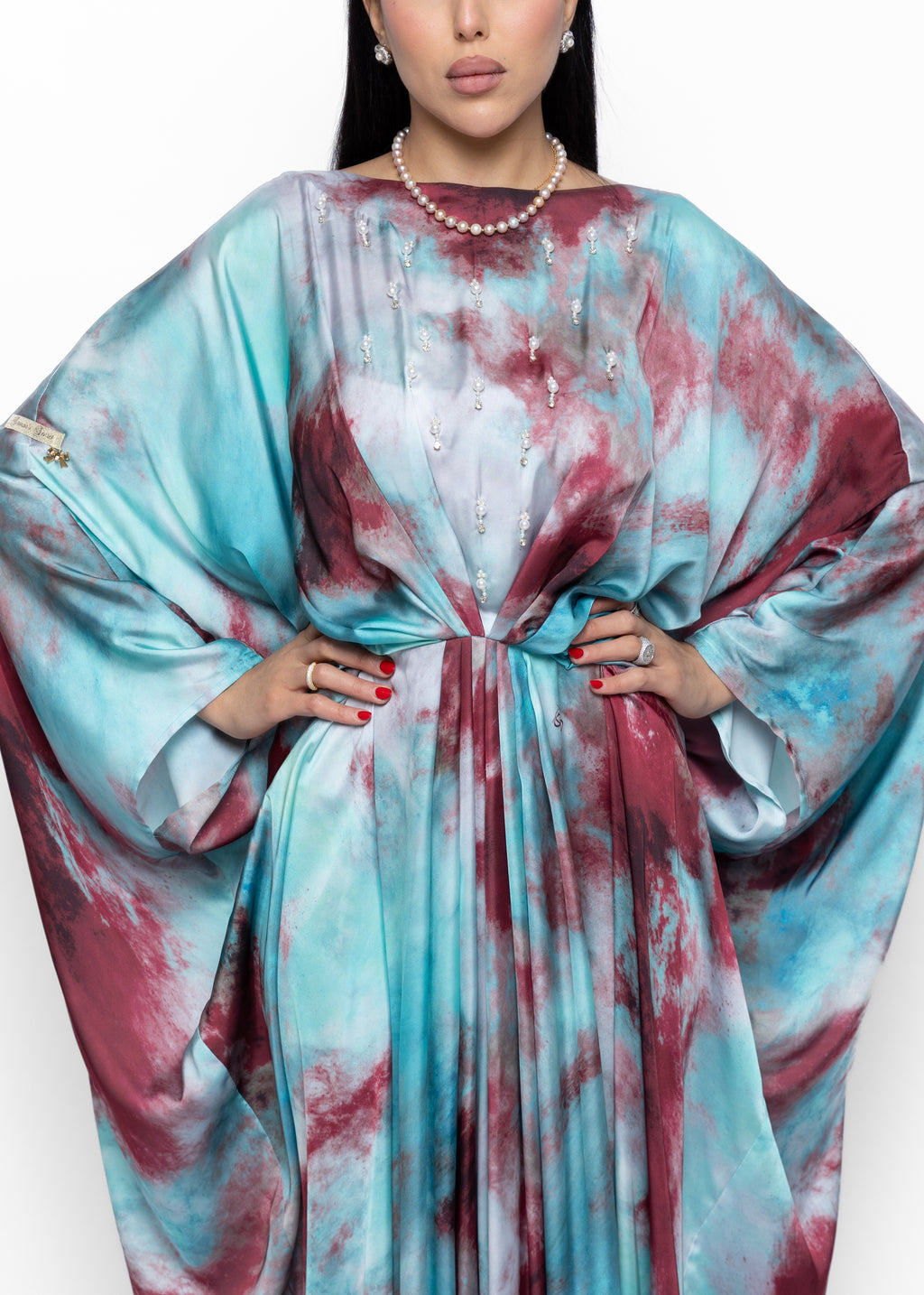 Safiya Mist Silk Couture Kaftan