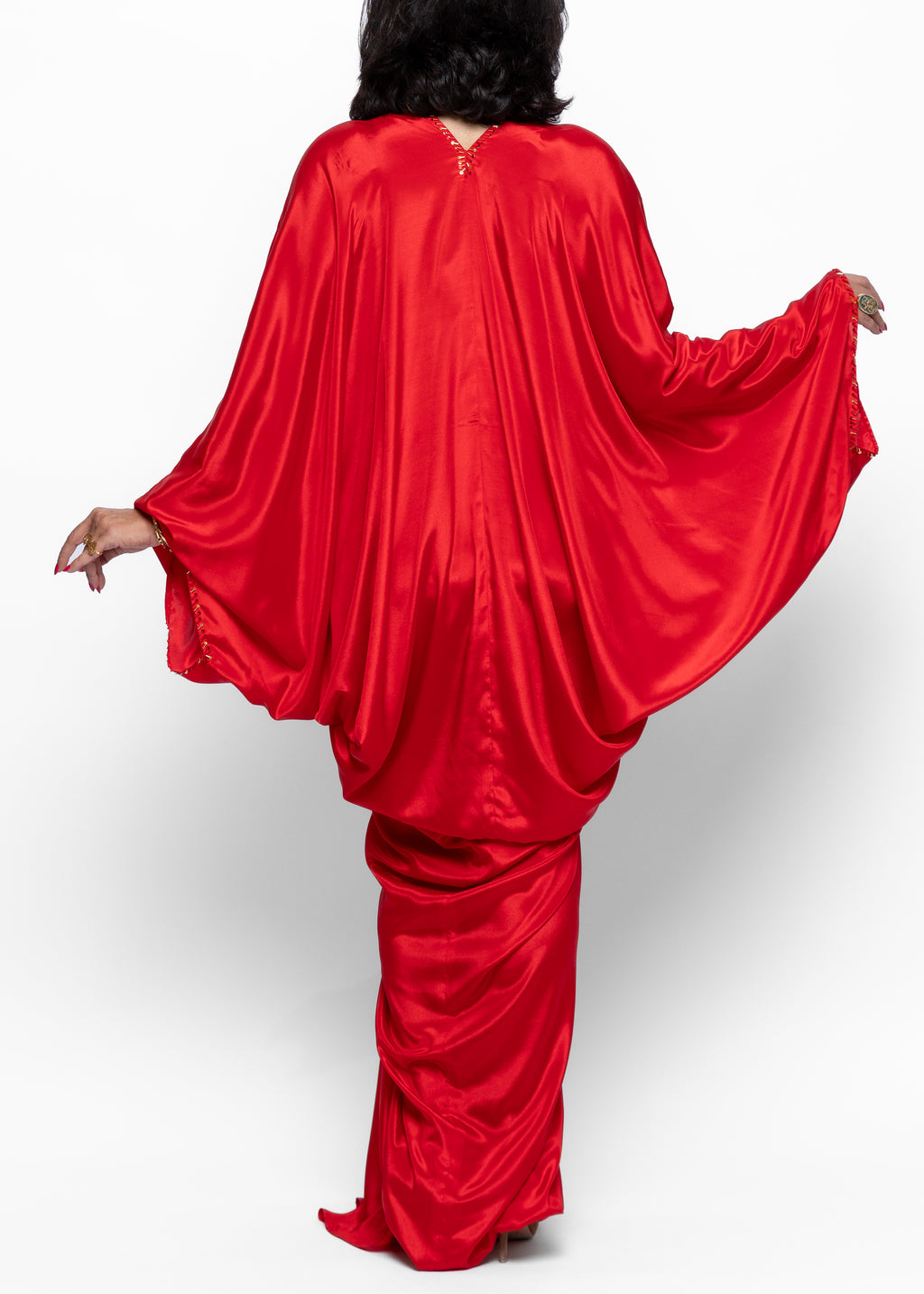 Yasira Scarlet Silk Couture Kaftan