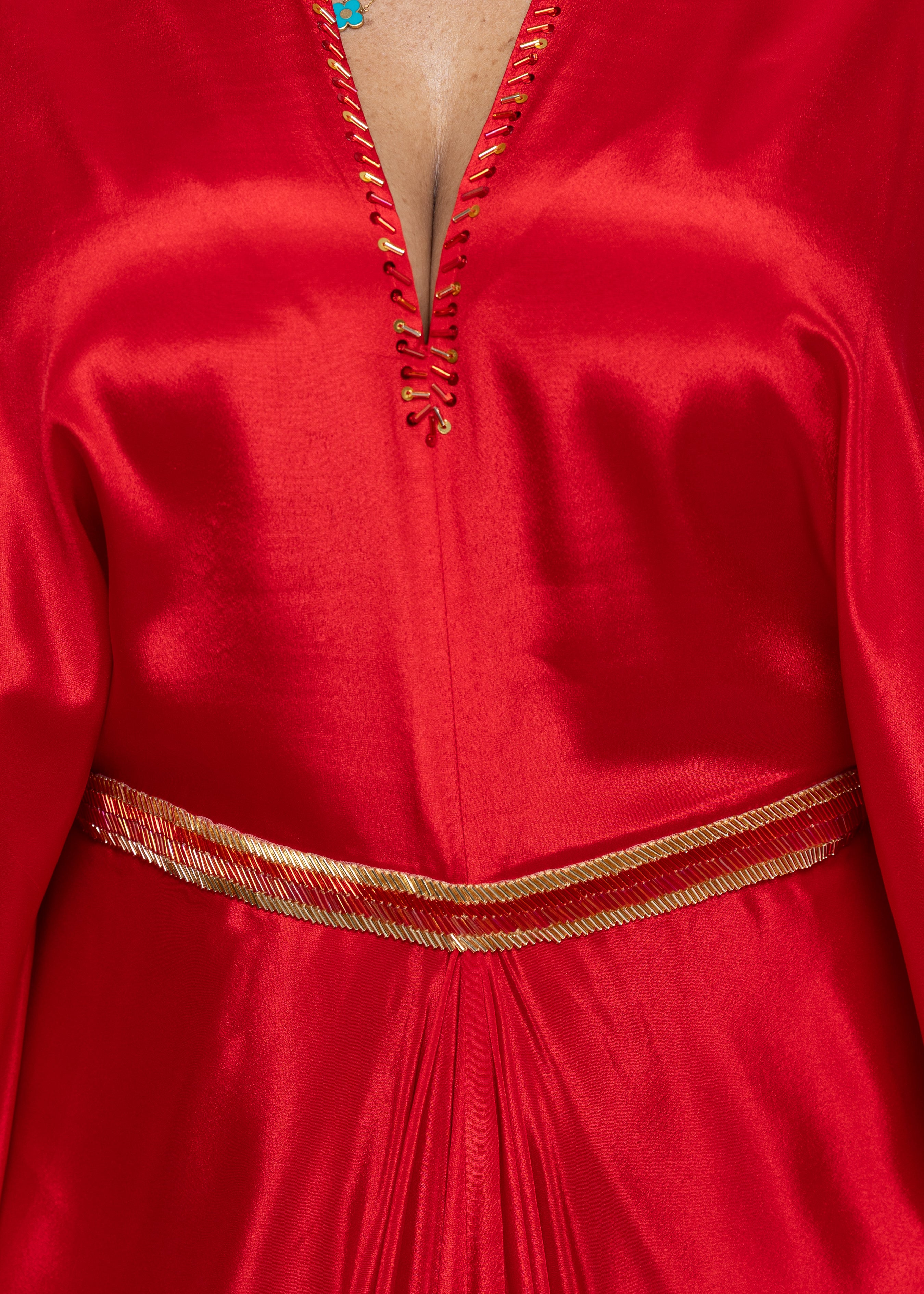 Yasira Scarlet Silk Couture Kaftan