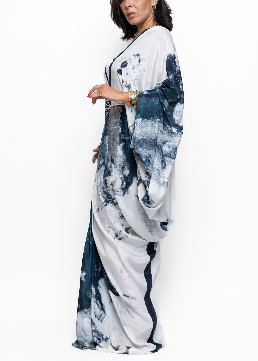 Nayel Blue Silk Couture Kaftan
