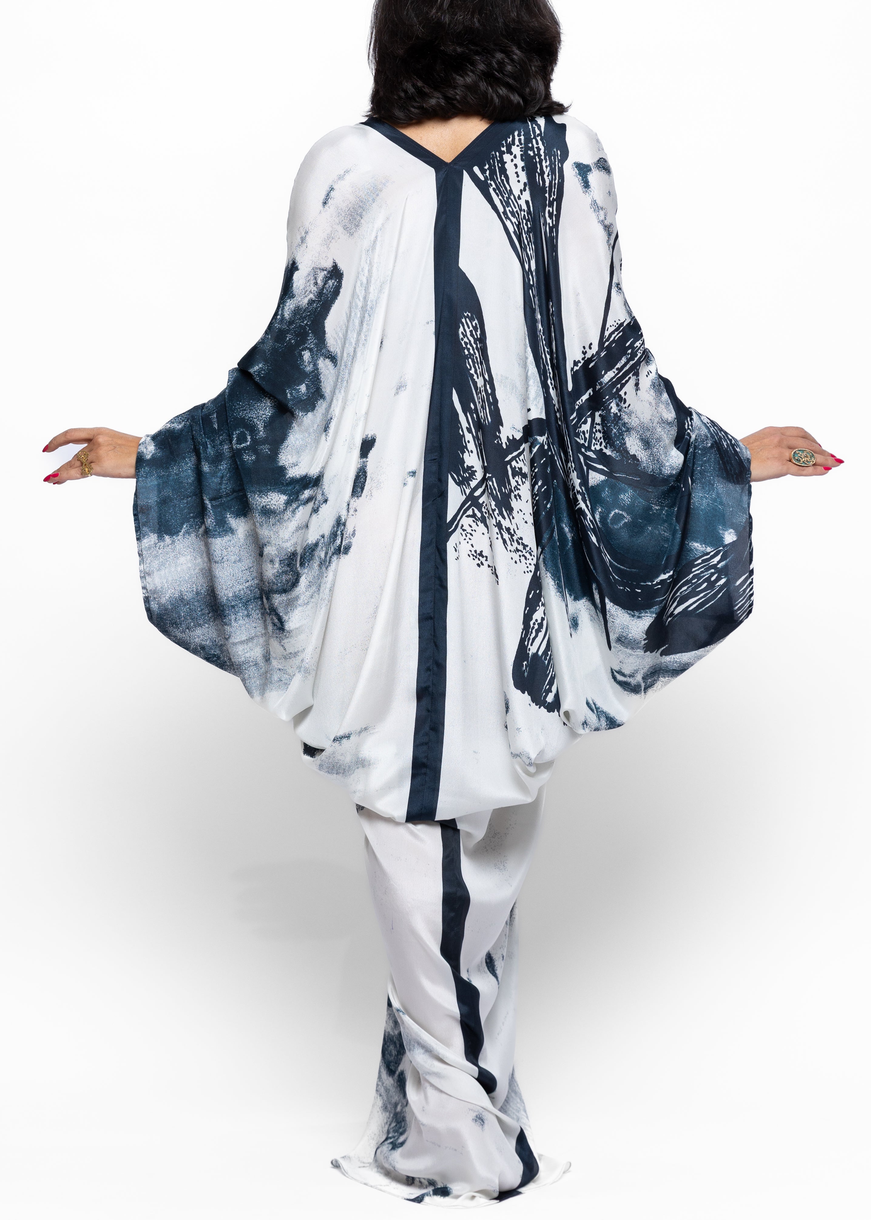 Nayel Blue Silk Couture Kaftan