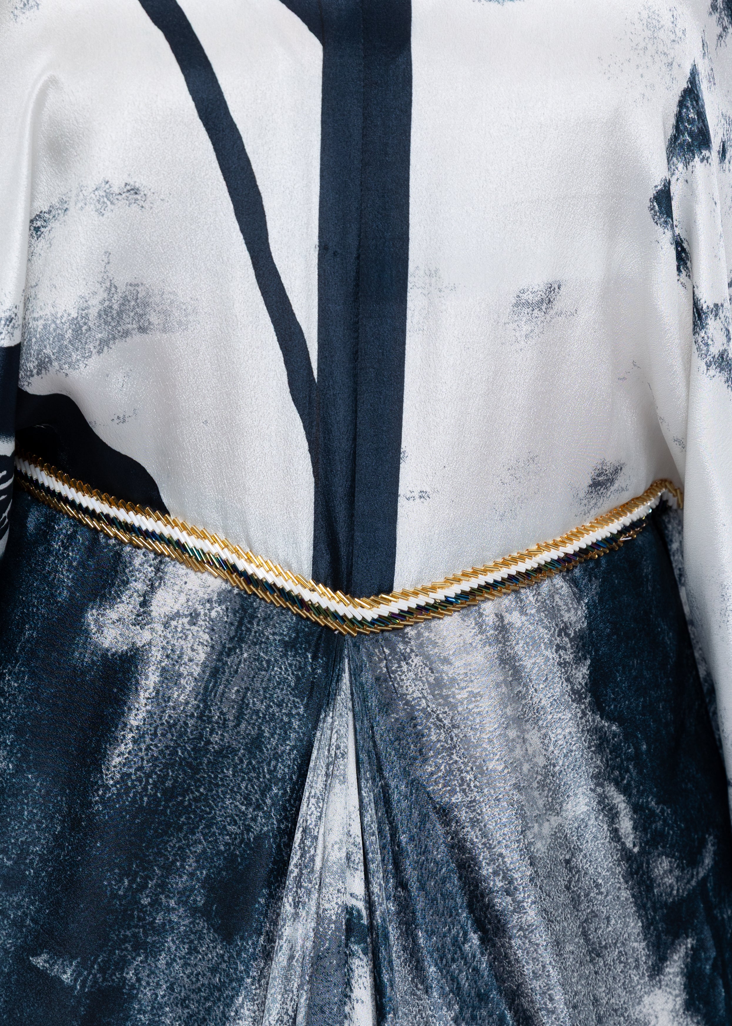 Nayel Blue Silk Couture Kaftan