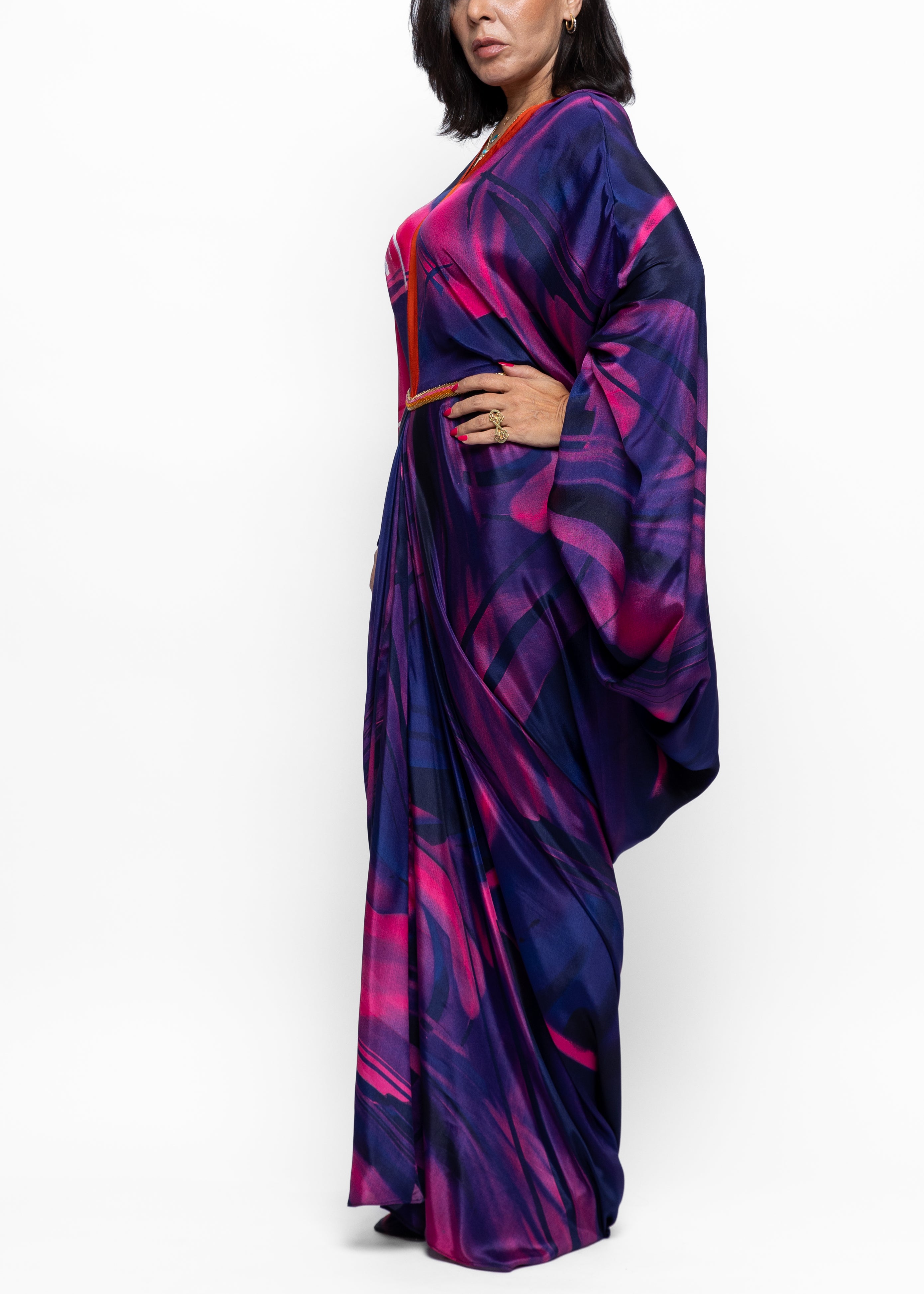 Kenza Fuchsia Eclipse Silk Couture Kaftan