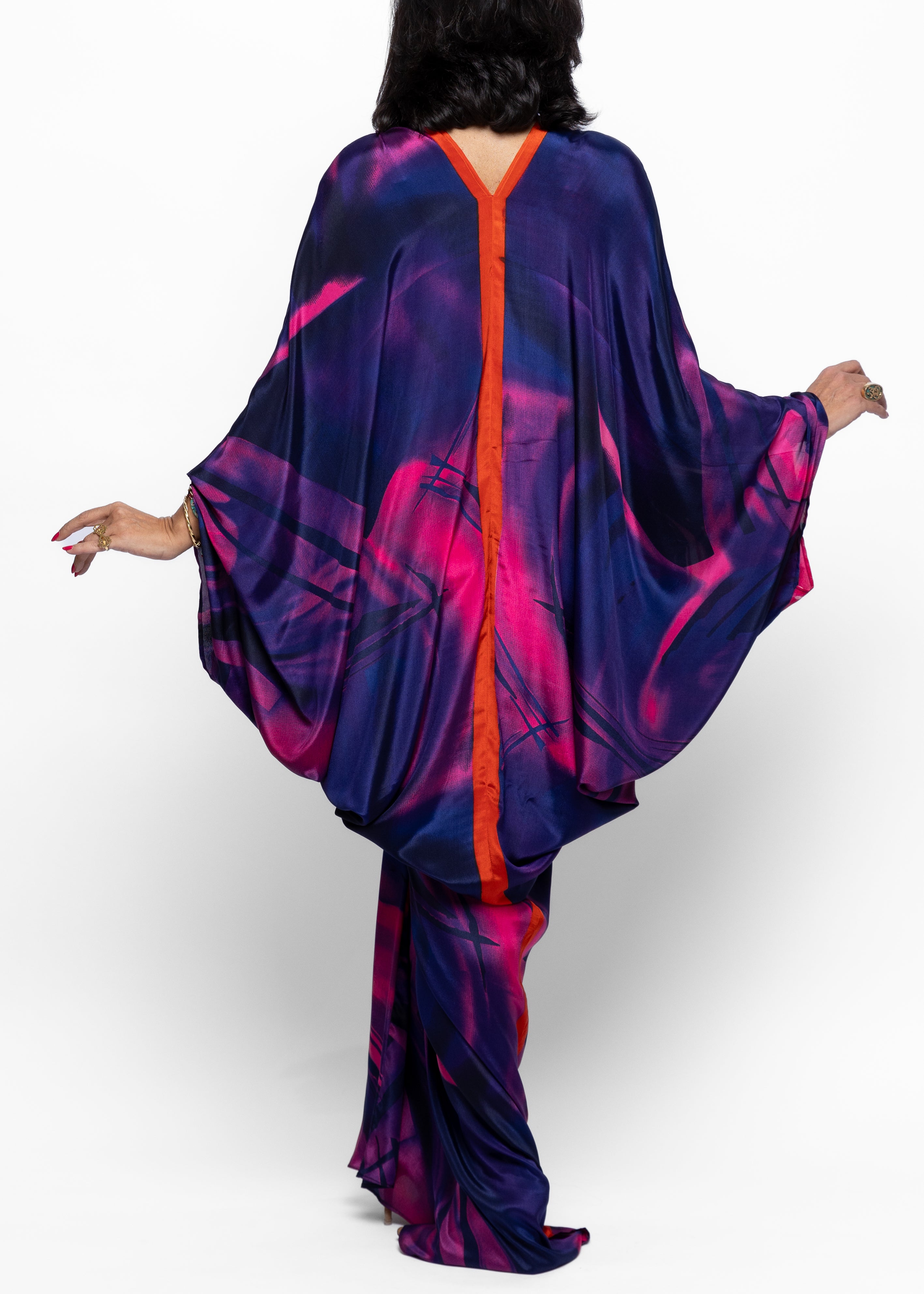 Kenza Fuchsia Eclipse Silk Couture Kaftan