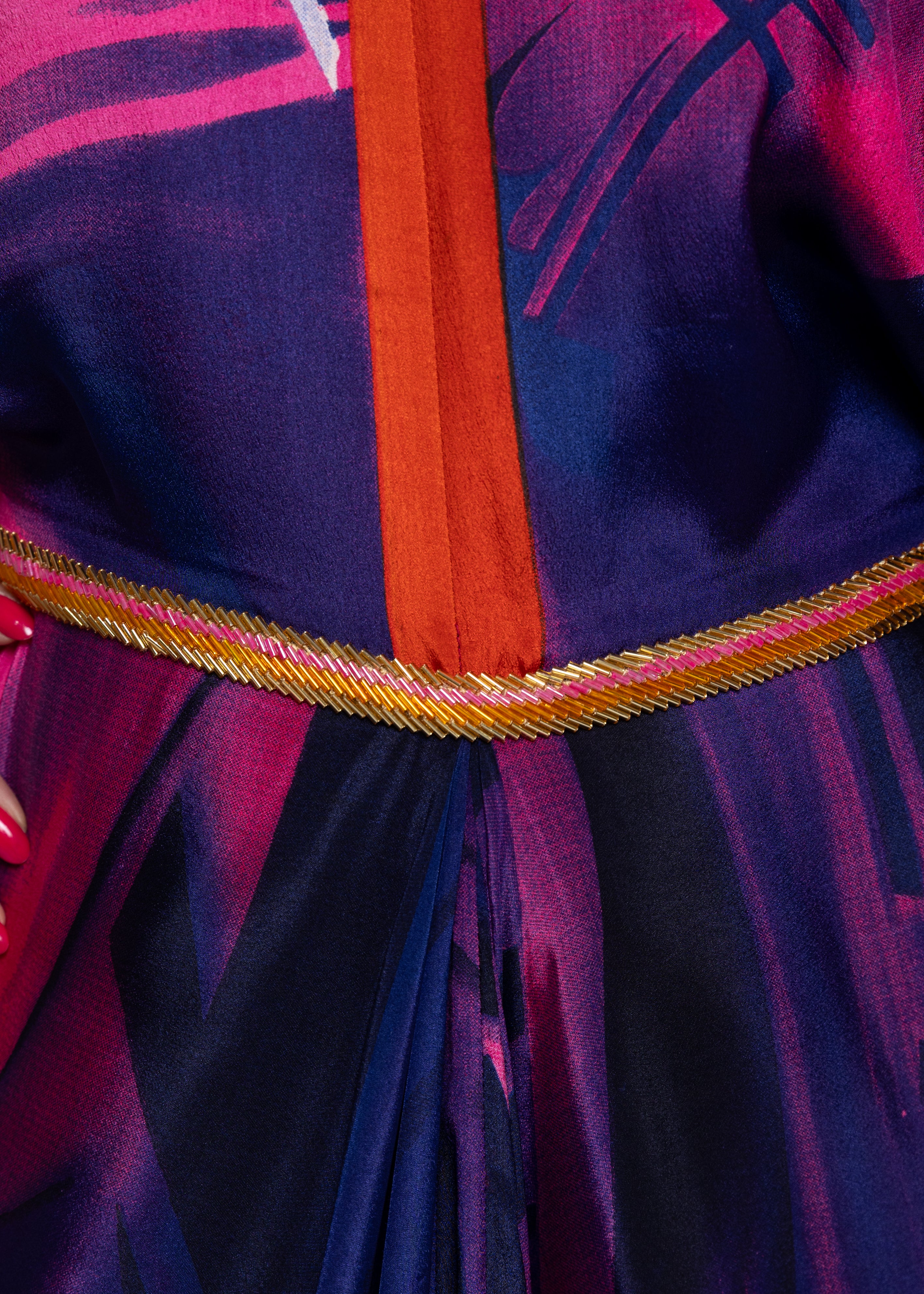 Kenza Fuchsia Eclipse Silk Couture Kaftan