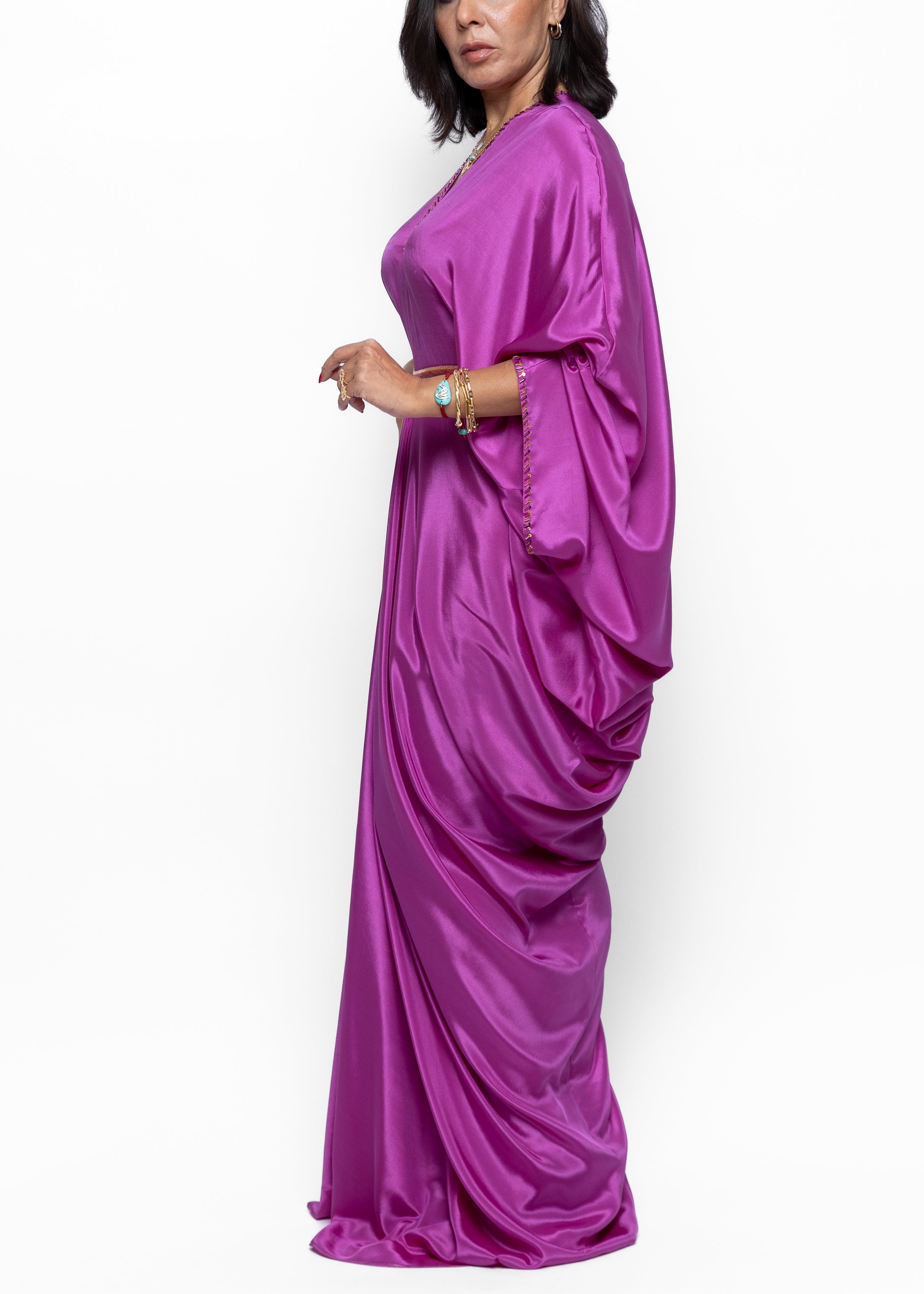 Dania Orchid Silk Couture Kaftan