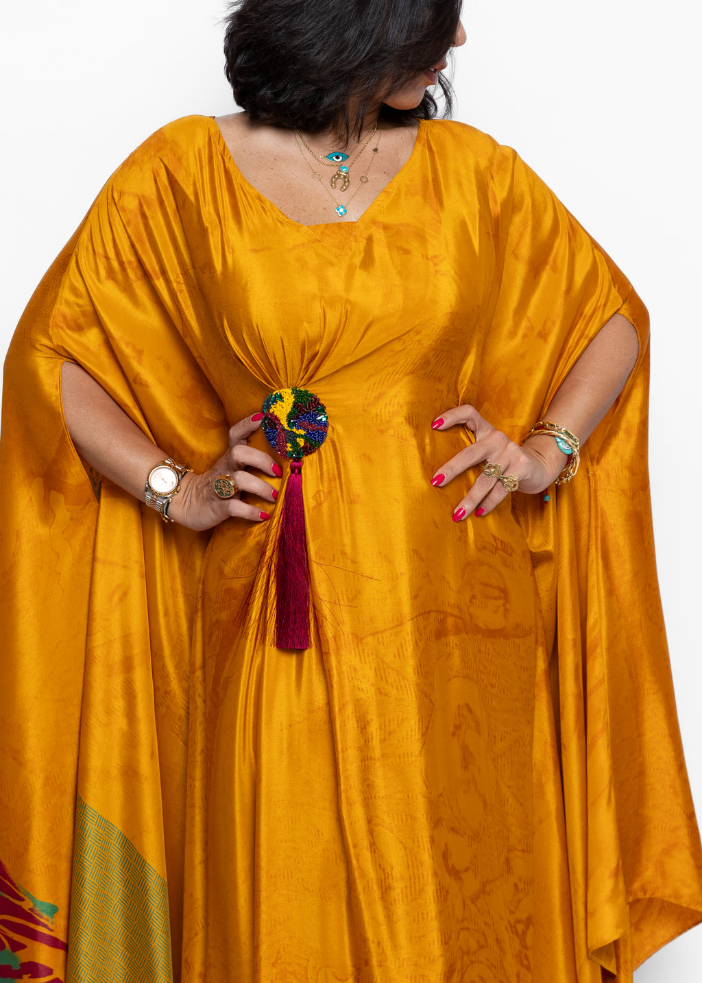 Suhaila Soleil Silk Couture Kaftan