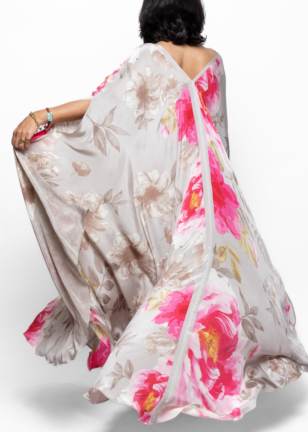 Eman Blush Garden Silk Couture Kaftan