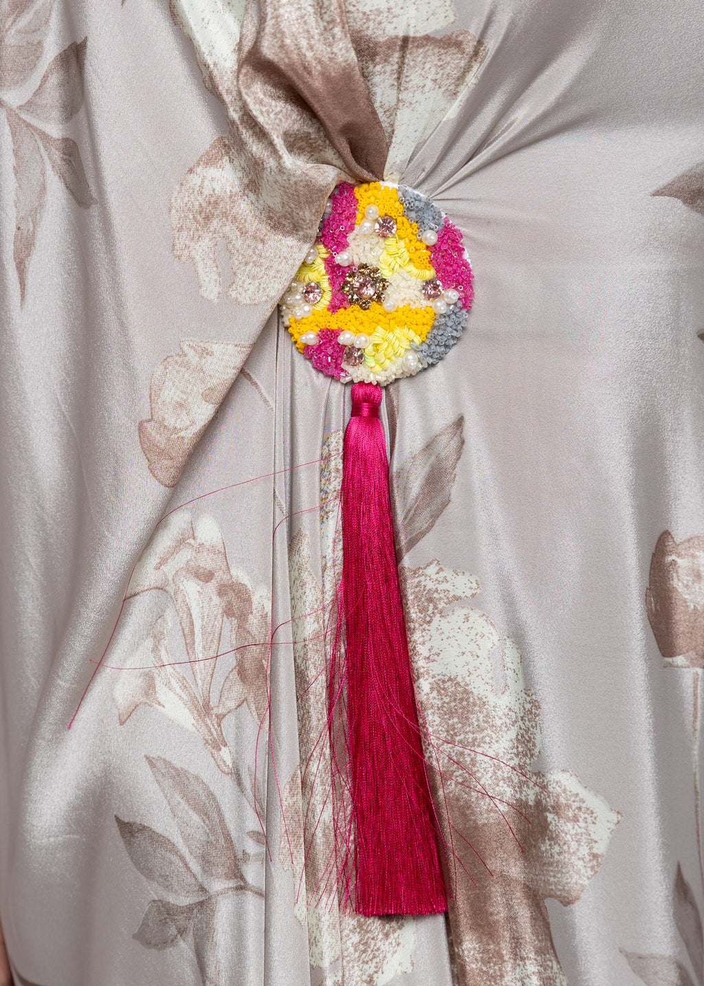 Eman Blush Garden Silk Couture Kaftan