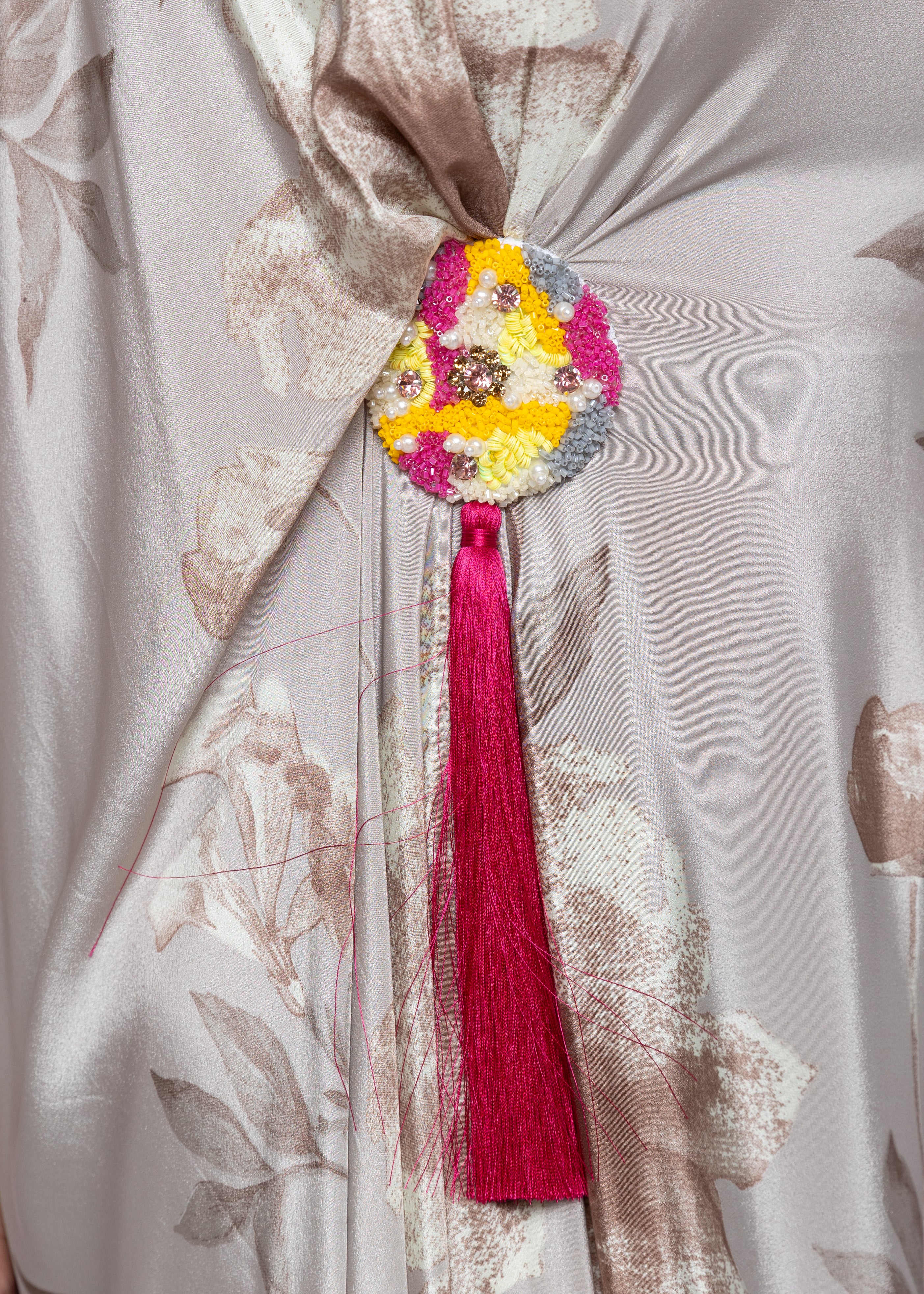 Eman Blush Garden Silk Couture Kaftan