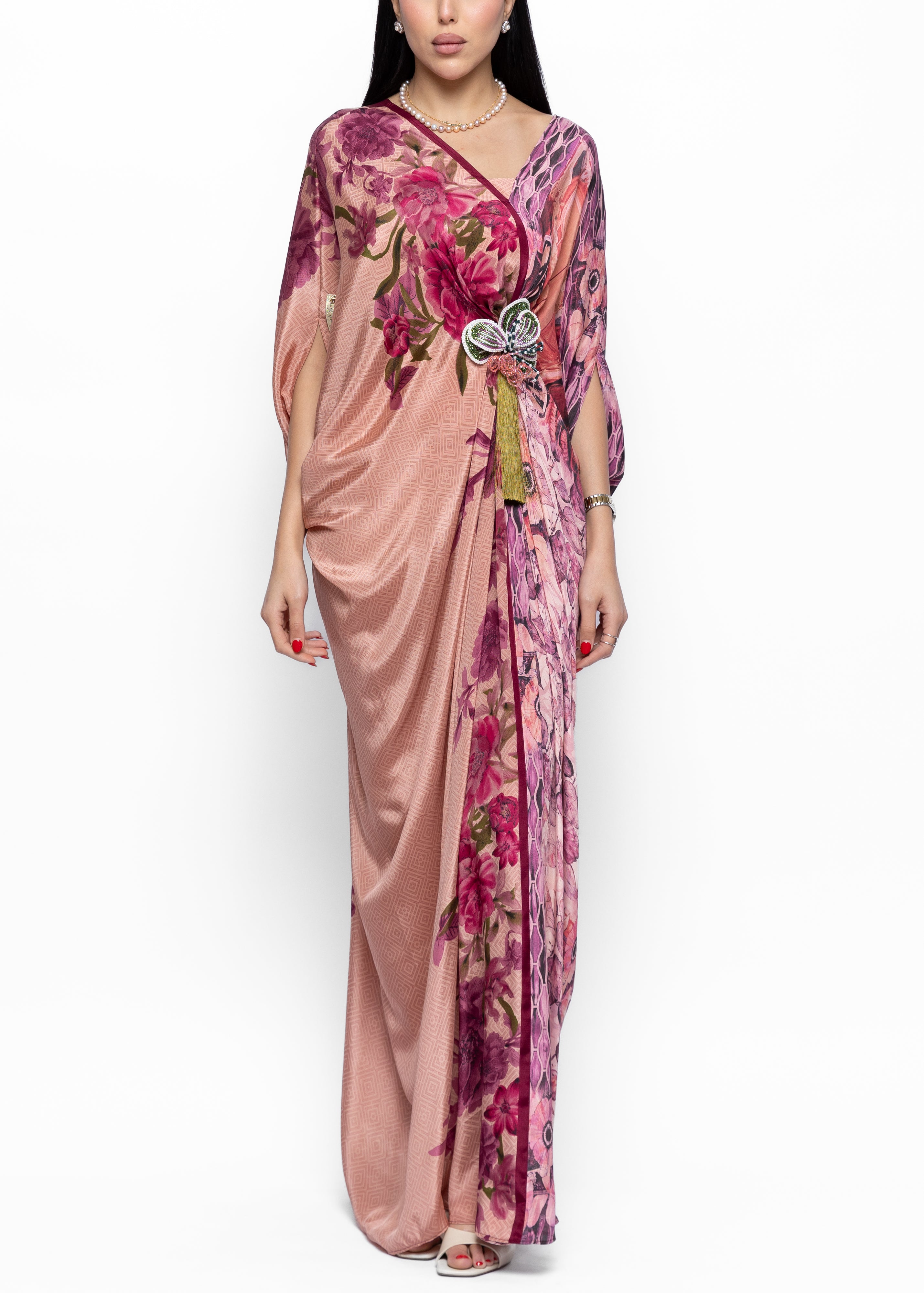 Ward Butterfly Silk Couture Kaftan