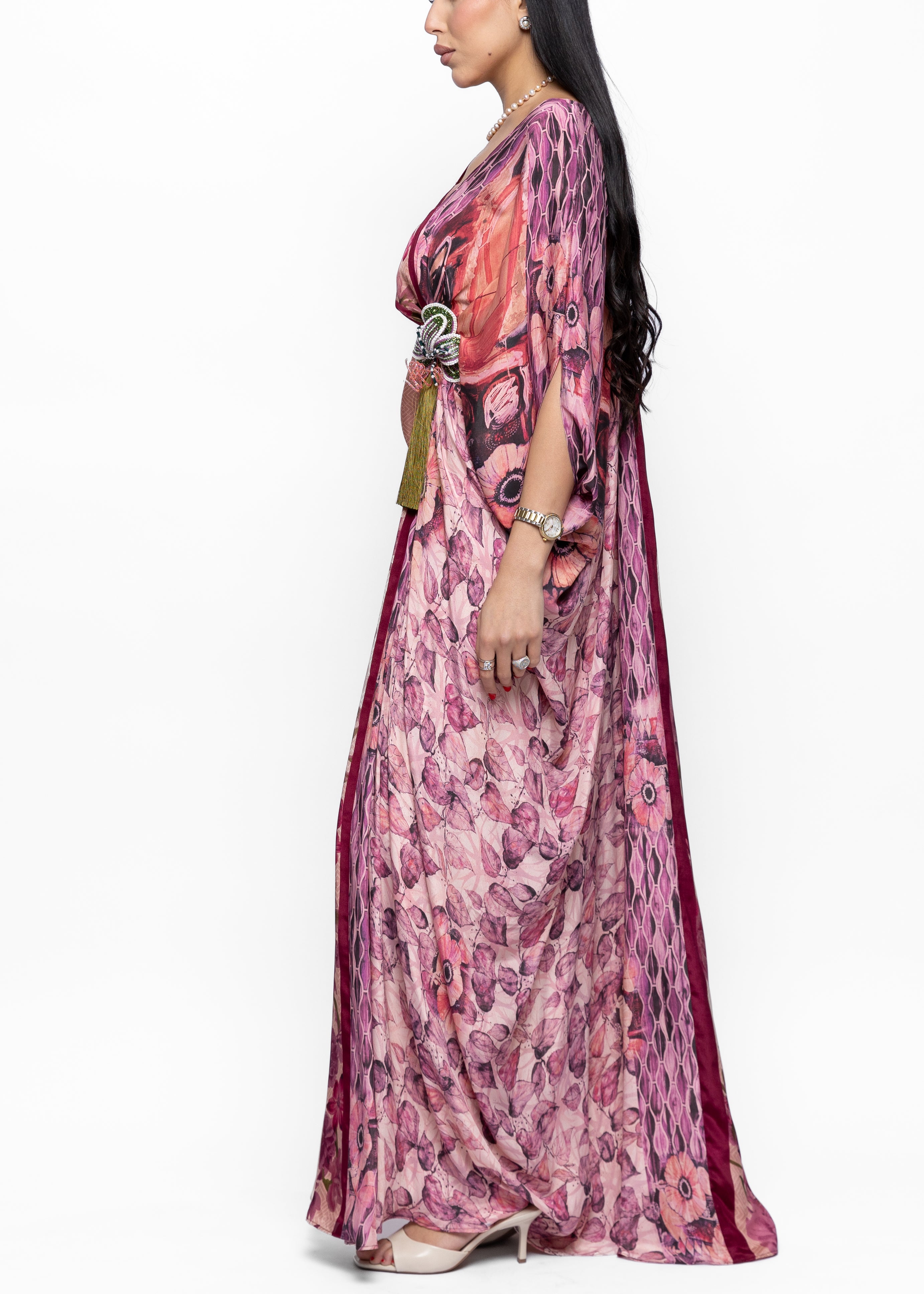 Ward Butterfly Silk Couture Kaftan