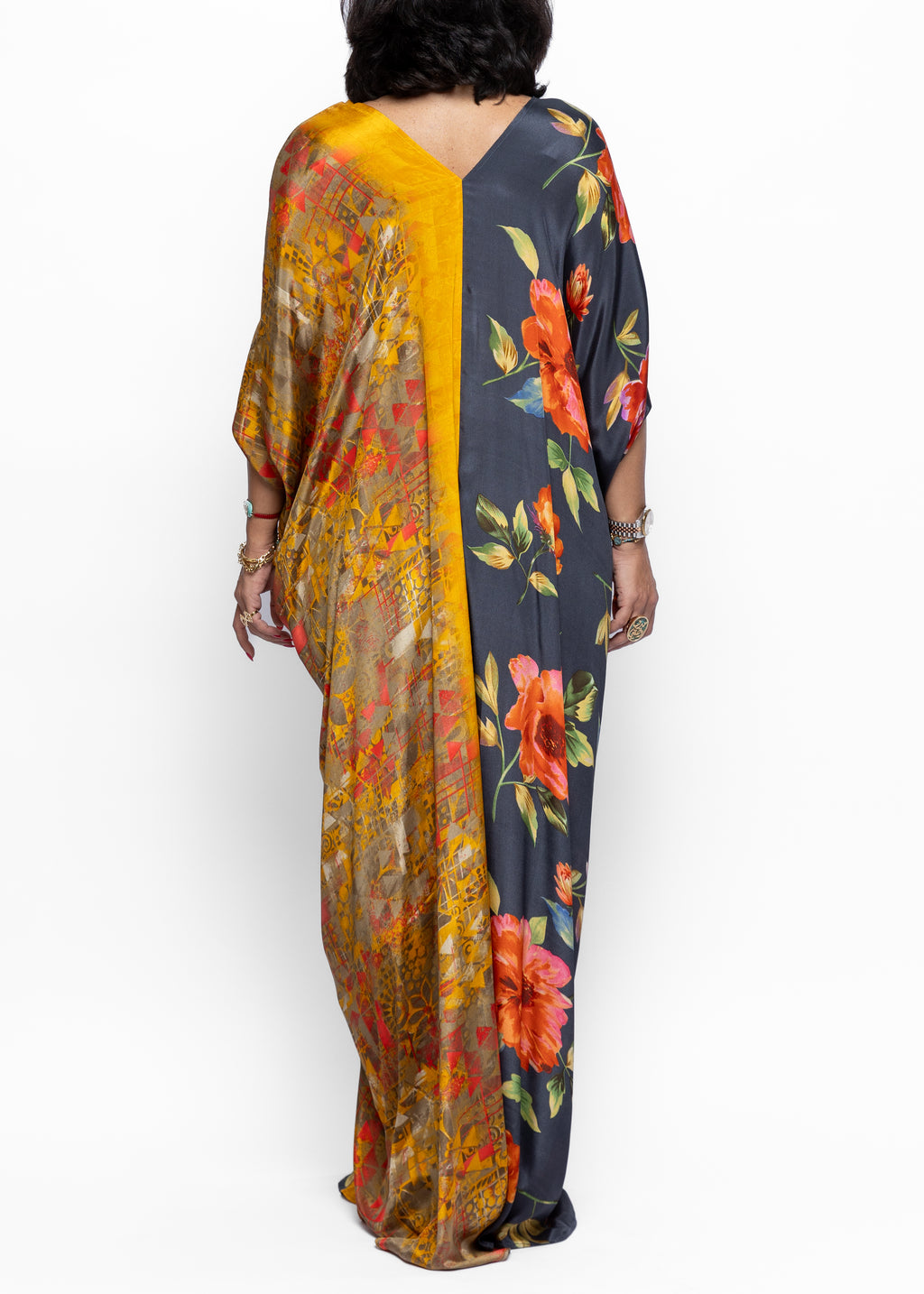 Ahlam Mosaic Bloom Butterfly Silk Couture Kaftan