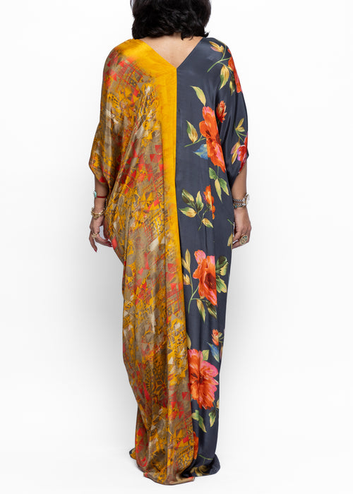 Ahlam Mosaic Bloom Butterfly Silk Couture Kaftan