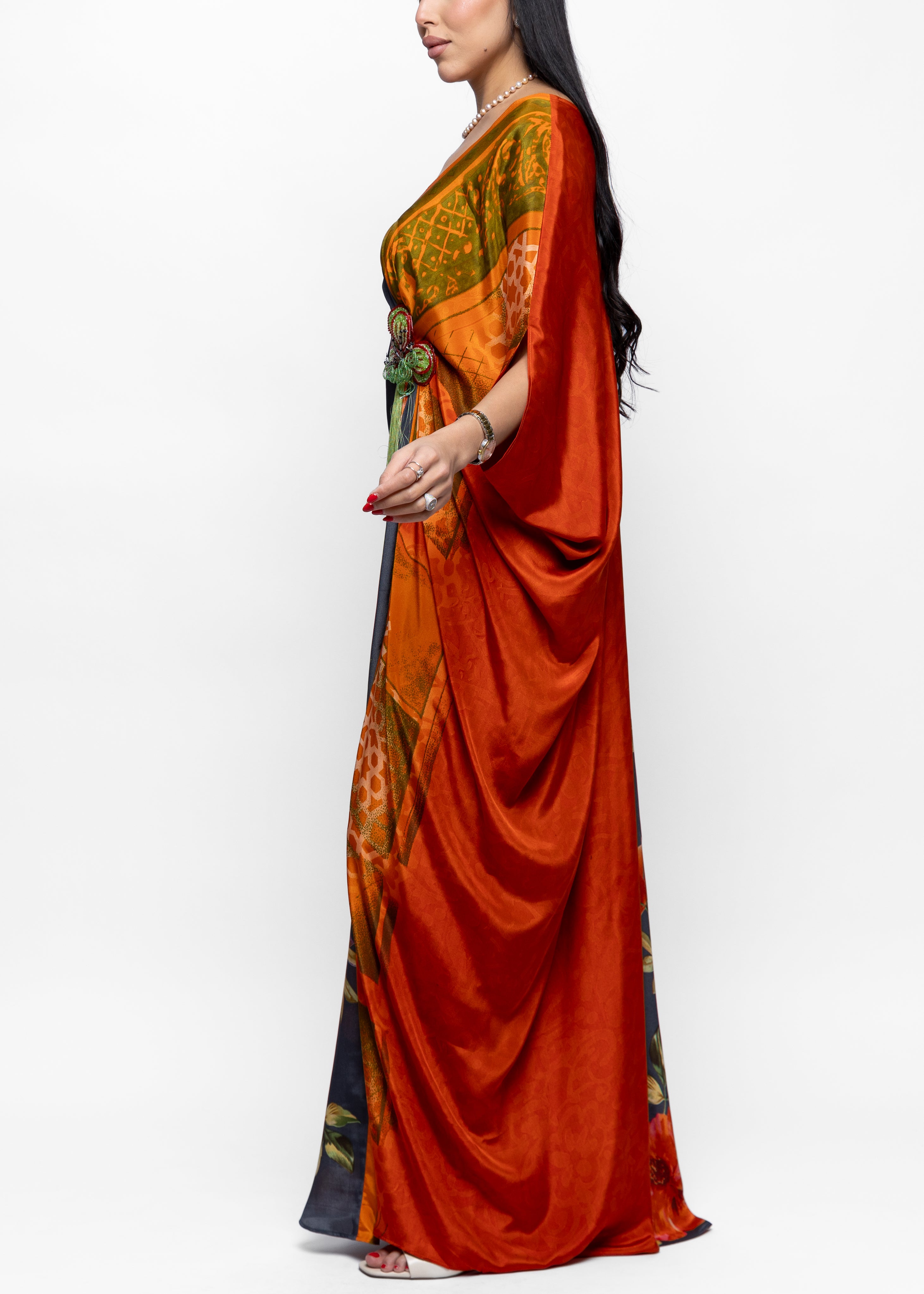 AlNouri Butterfly Silk Couture Kaftan