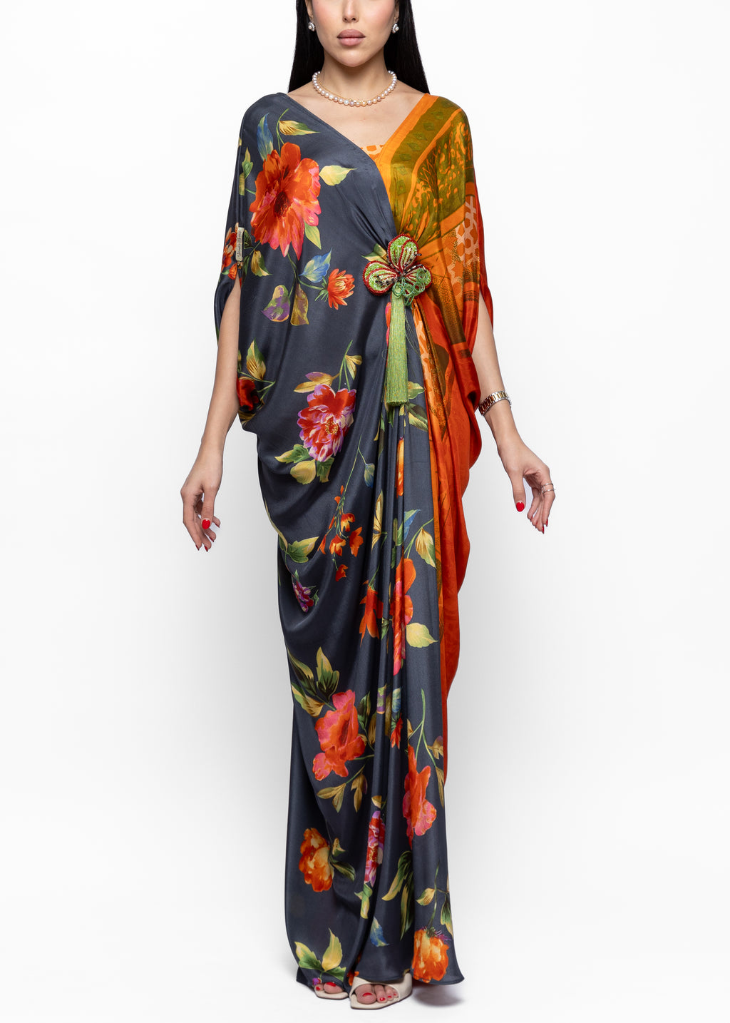 AlNouri Butterfly Silk Couture Kaftan