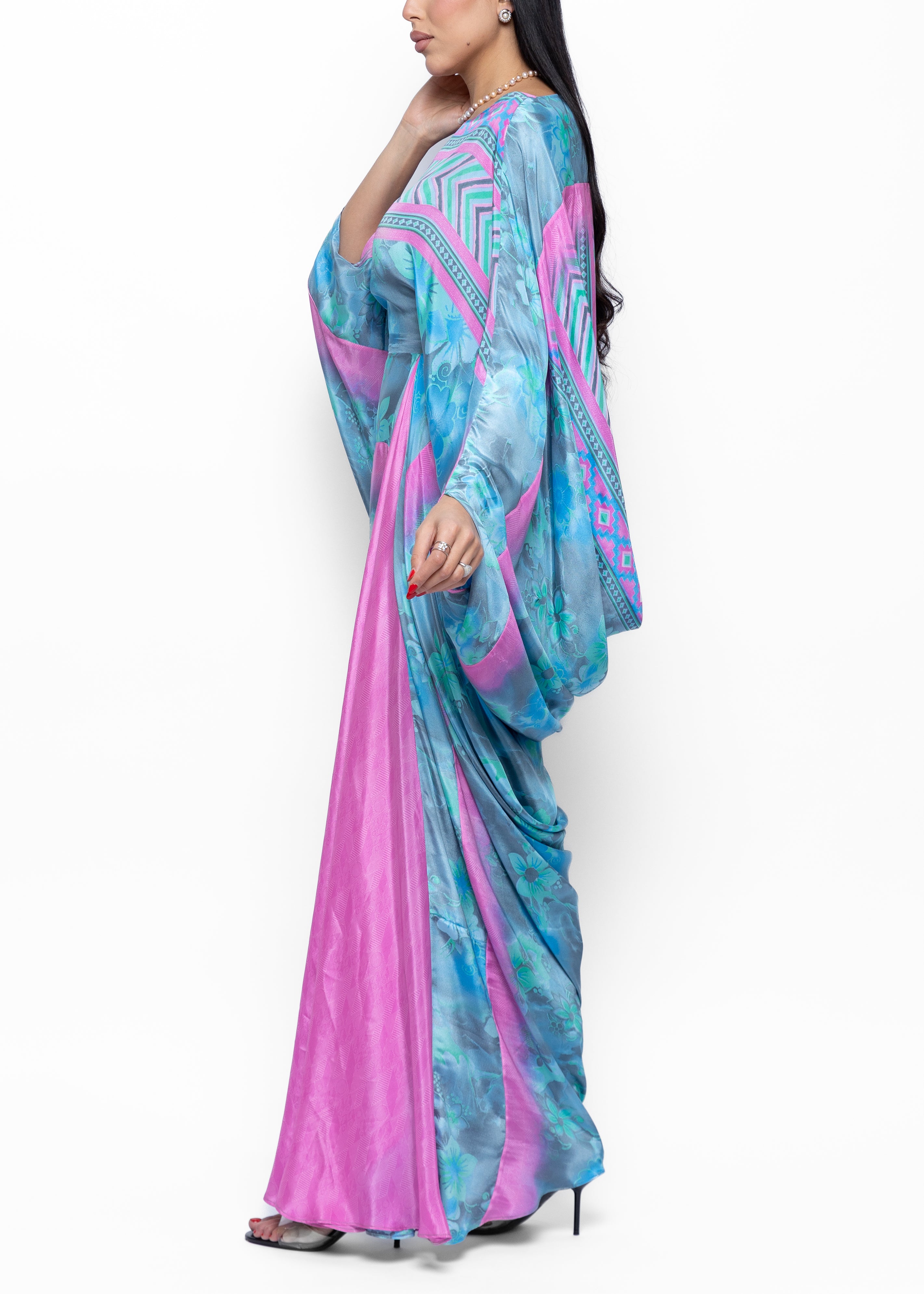 Layan Azure Bloom Couture Kaftan