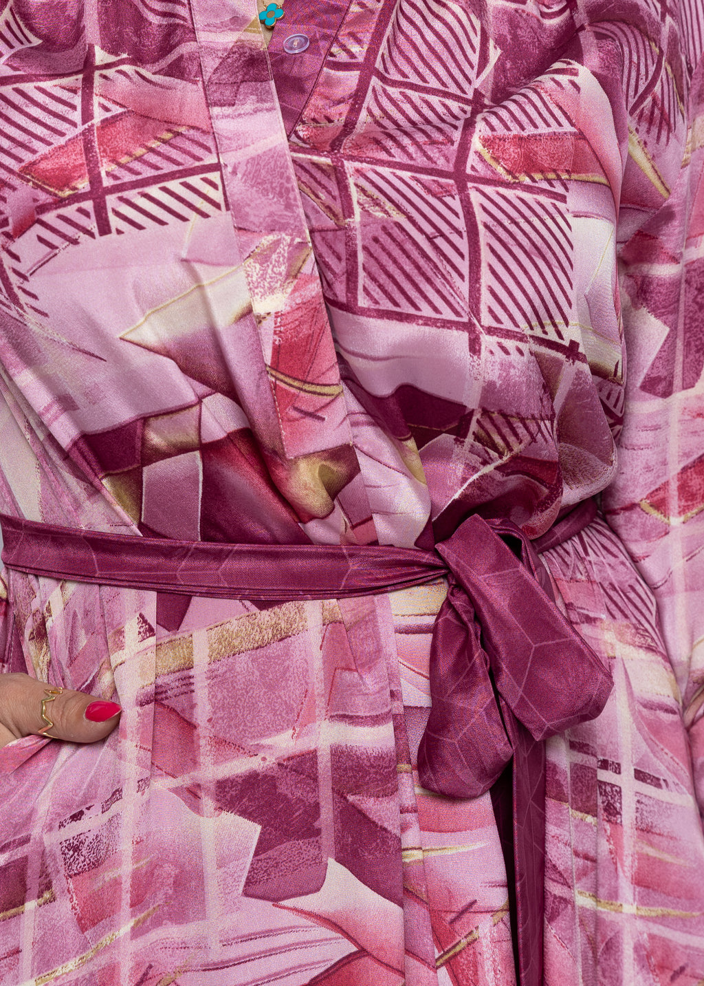 Saada Blush Geometry Silk Shirt Dress