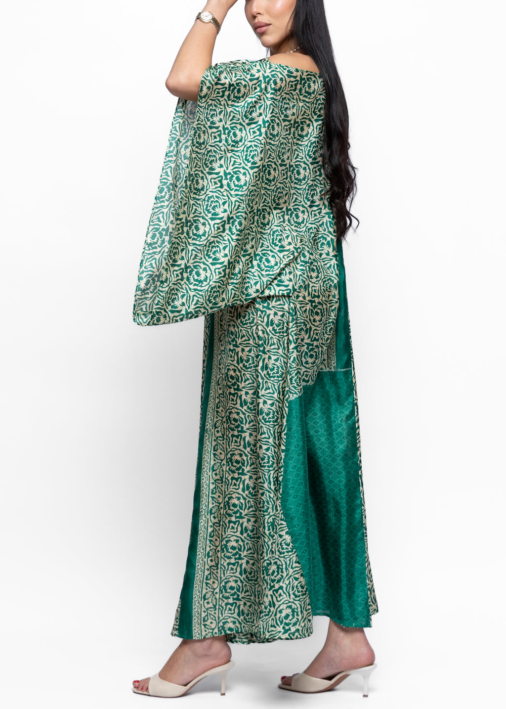 Amnah Emerald Heritage Silk Couture Kaftan