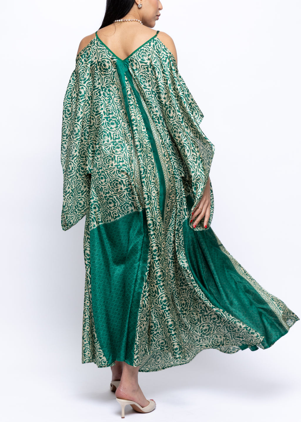 Amnah Emerald Heritage Silk Couture Kaftan