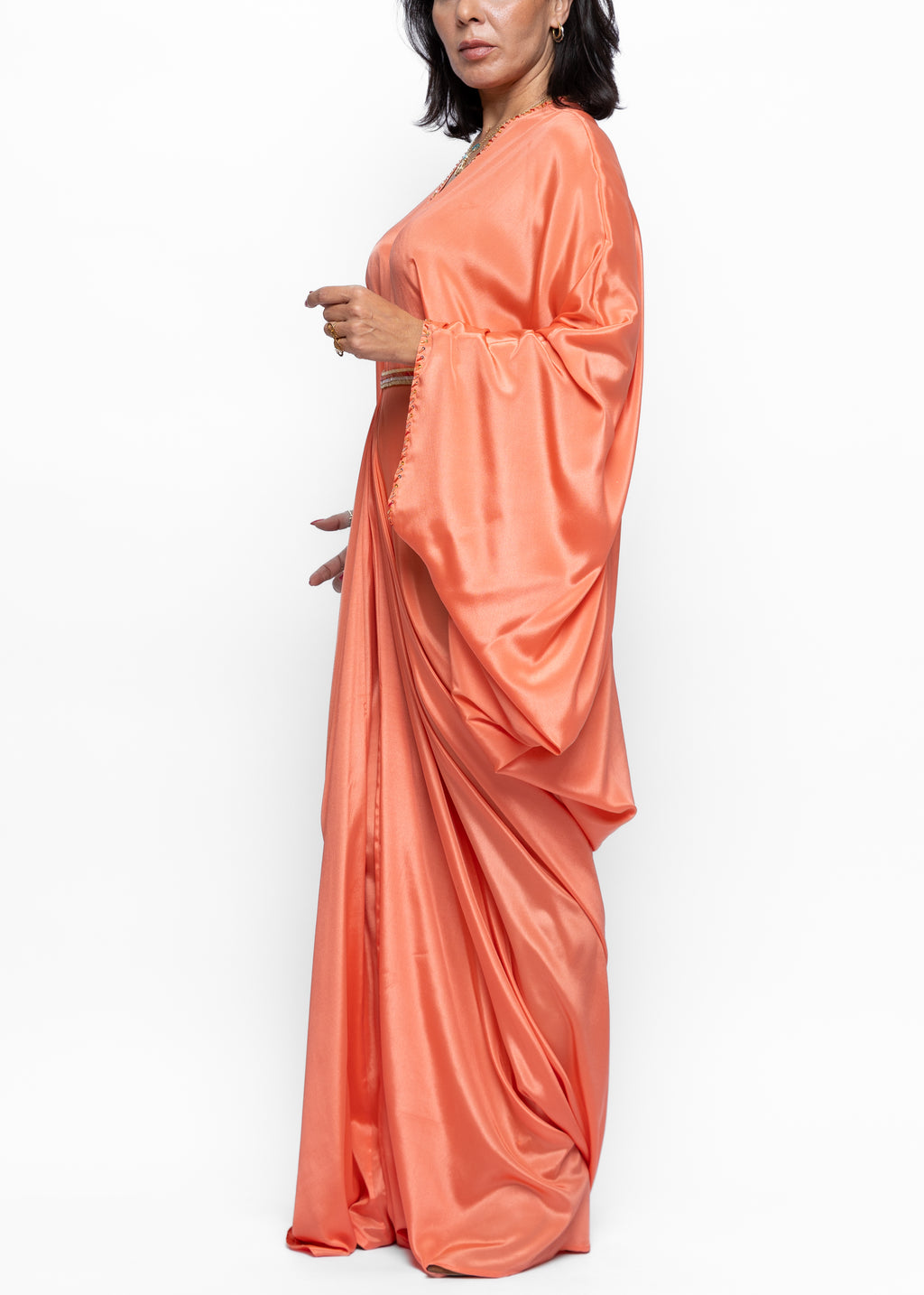 Elyaza Coral Silk Couture Kaftan