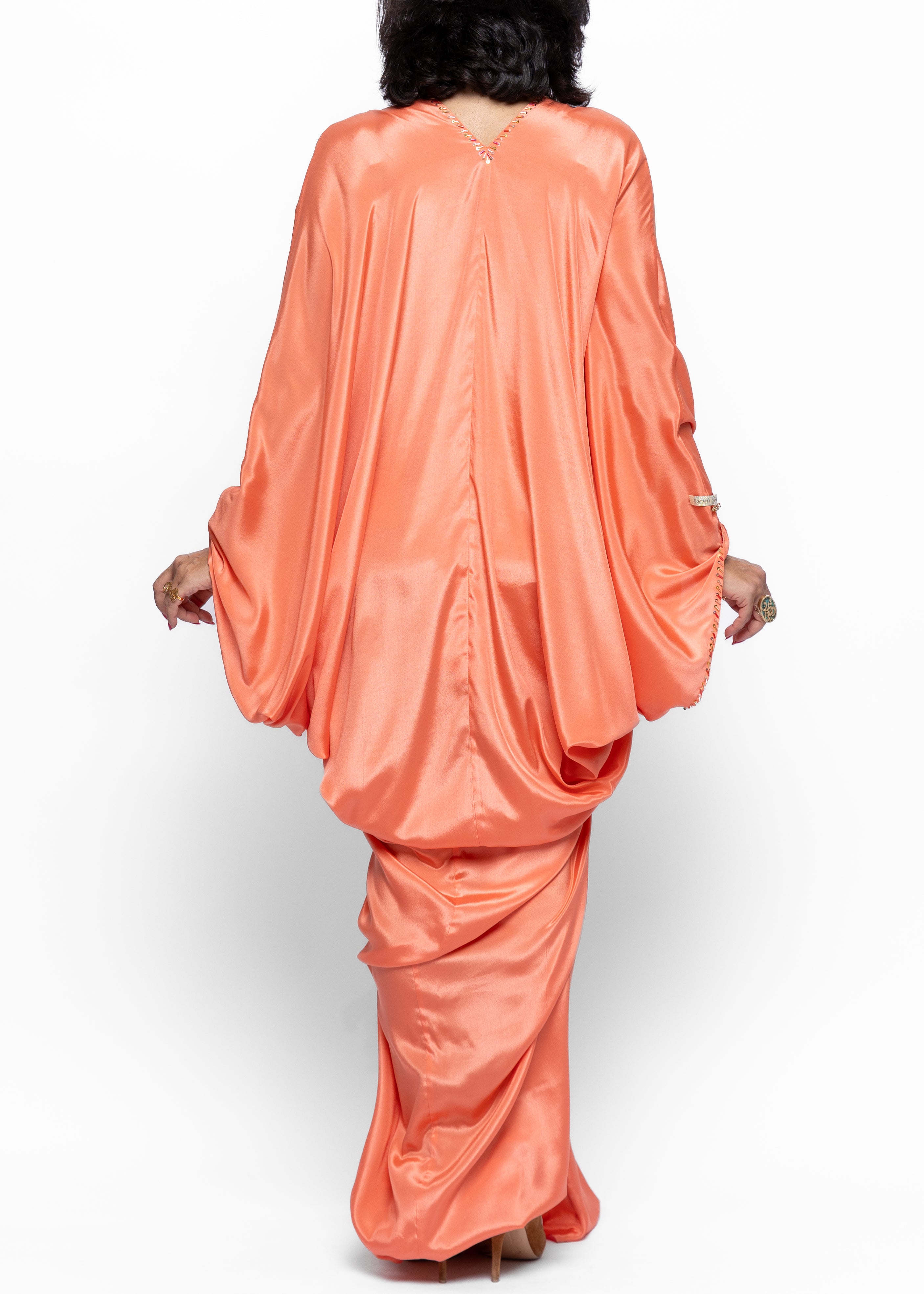 Elyaza Coral Silk Couture Kaftan