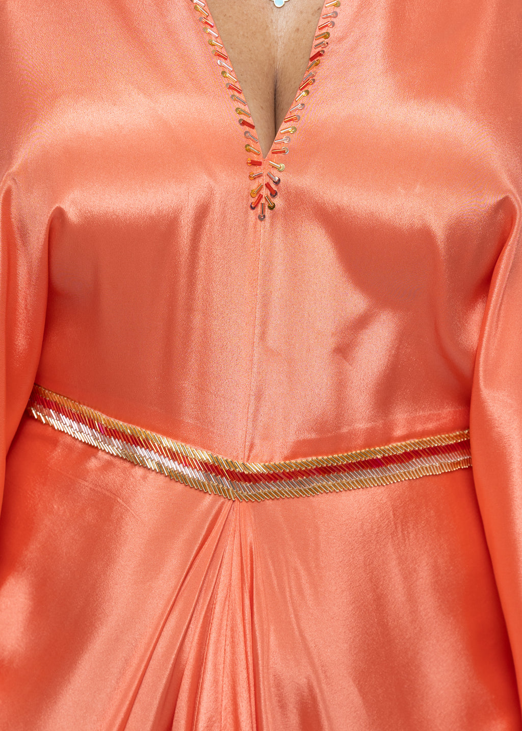 Elyaza Coral Silk Couture Kaftan
