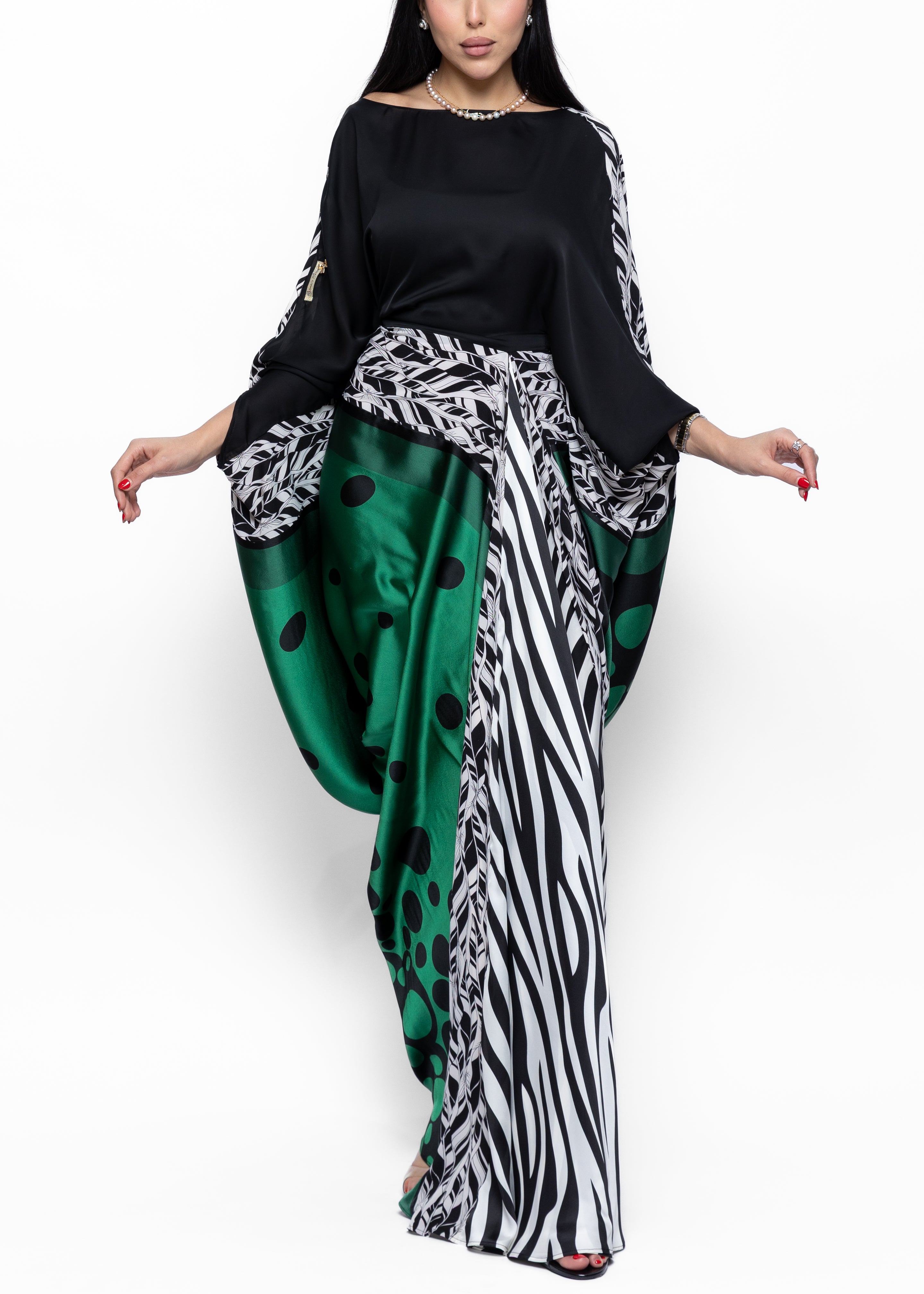 Misk Green Polka Couture Kaftan